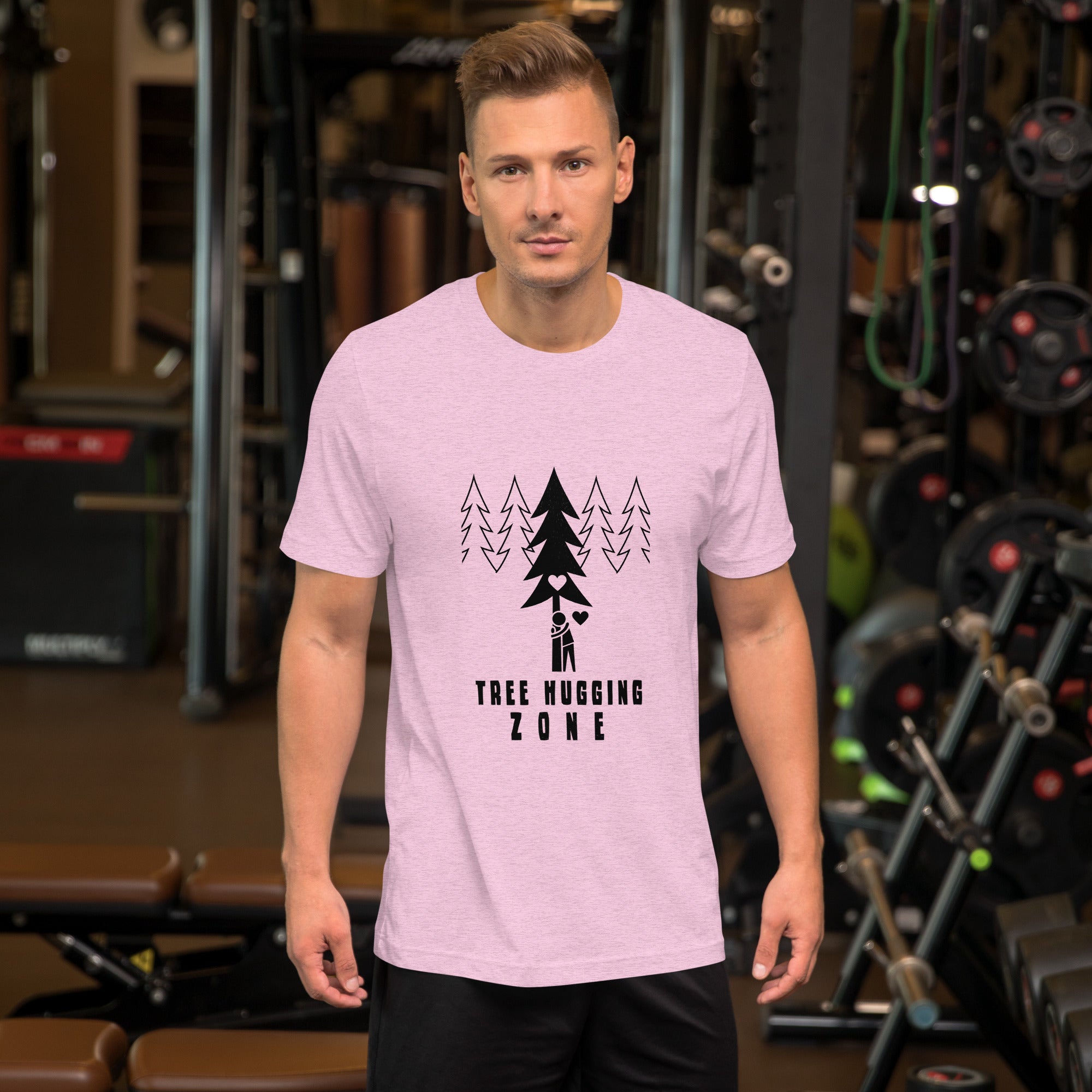 Unisex t-shirt Tree hugging zone on light heather colors
