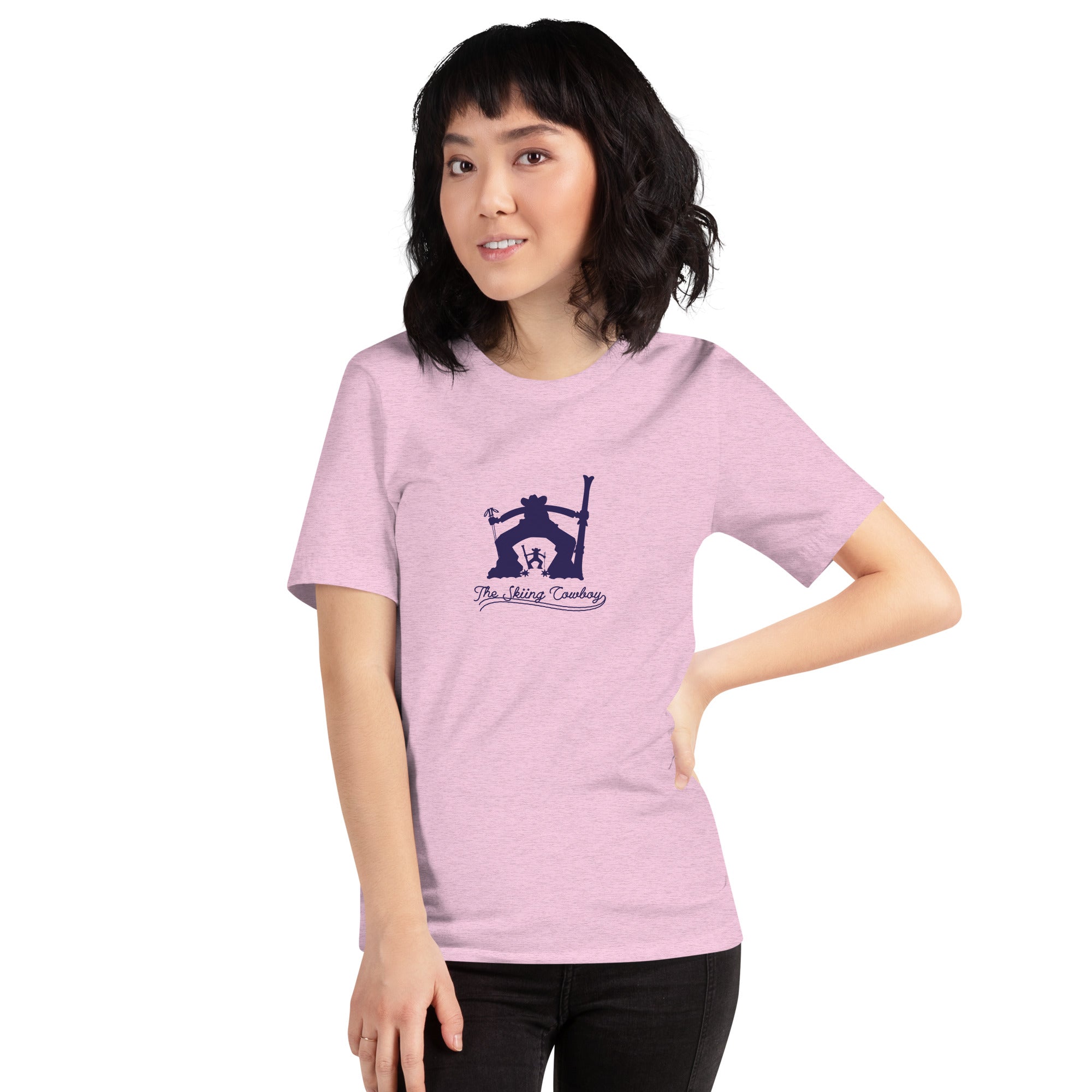 T-shirt en coton unisexe Ski Fight at OK Corral Silhouette sur couleurs chinées claires