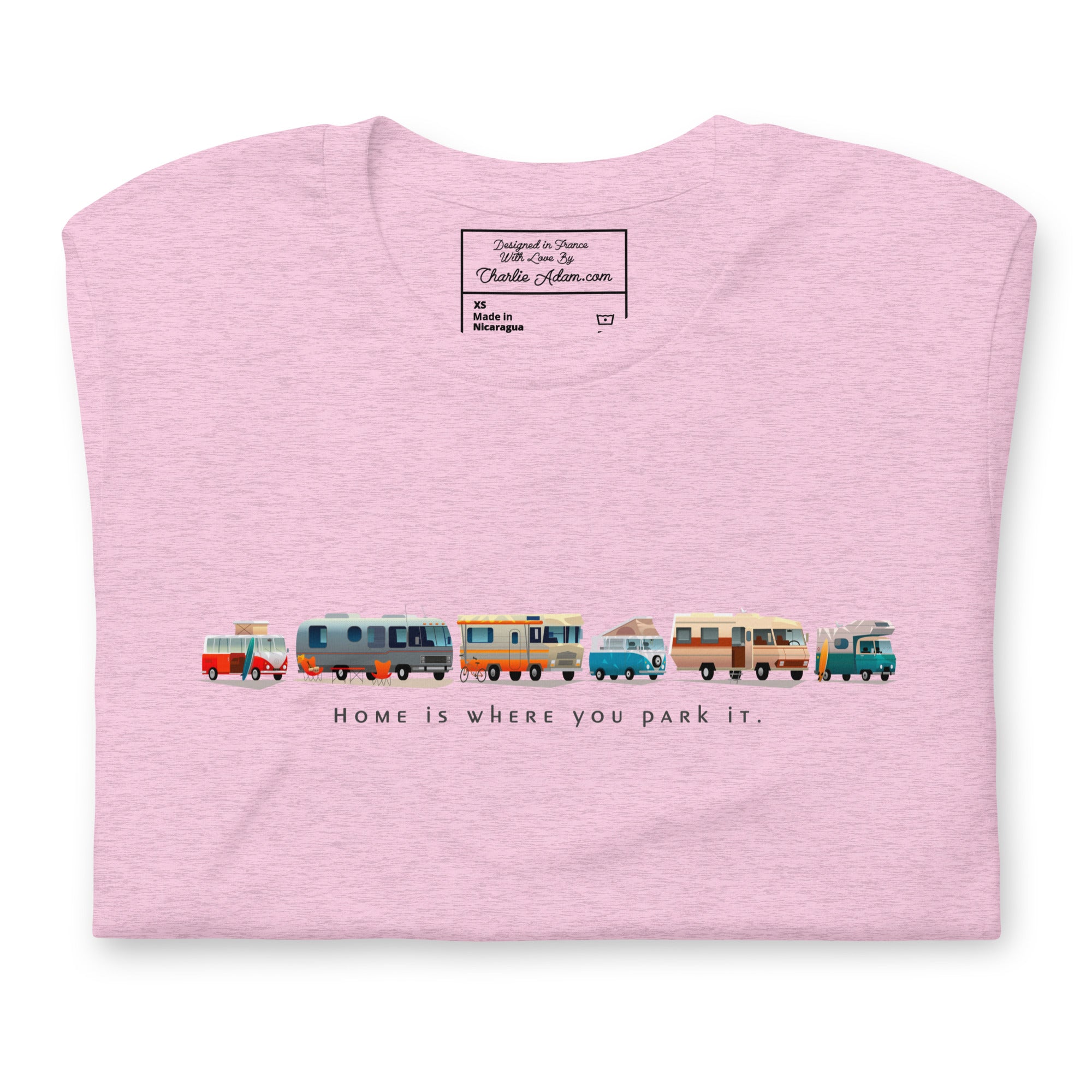 T-shirt en coton unisexe Vintage Campers sur couleurs chinées claires