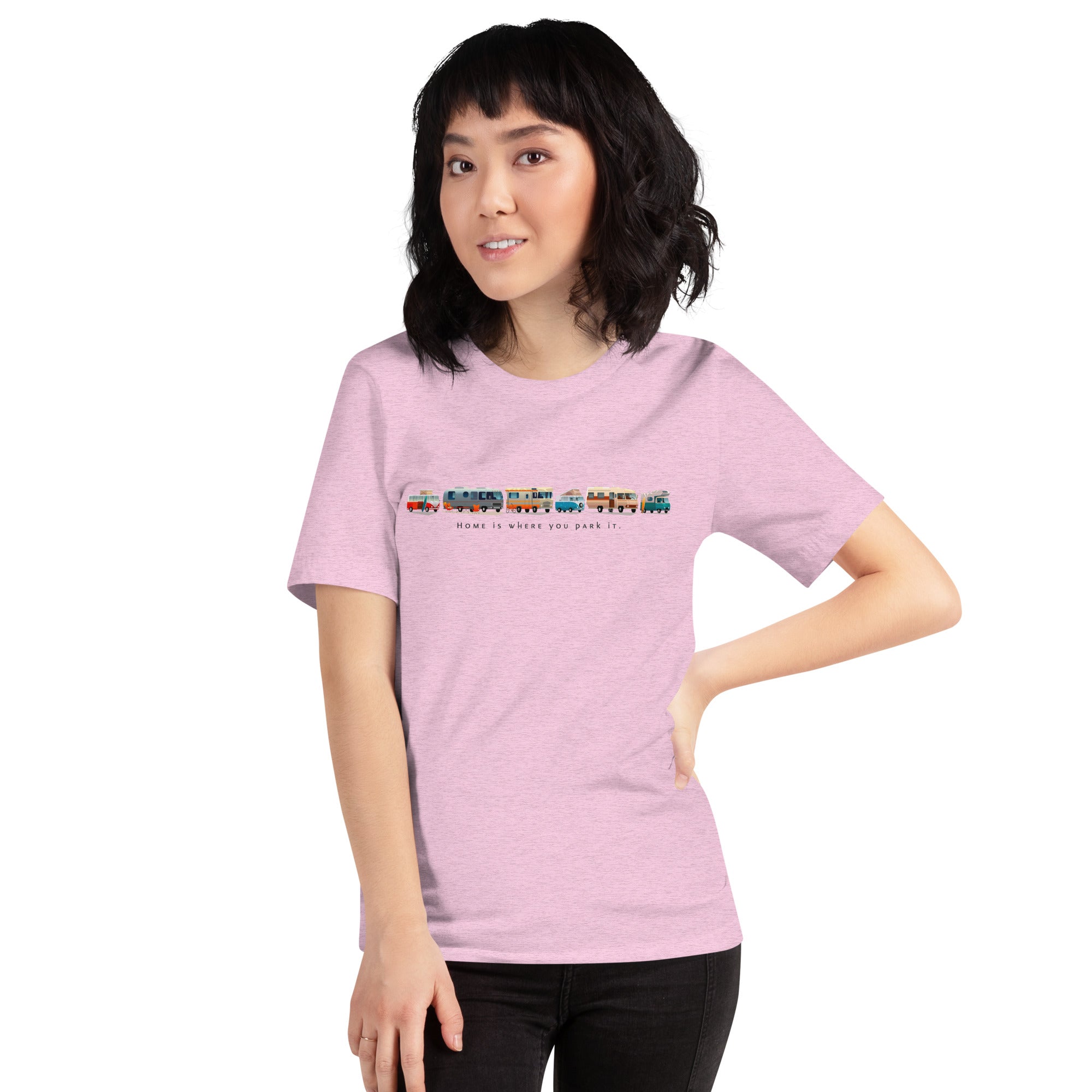 T-shirt en coton unisexe Vintage Campers sur couleurs chinées claires