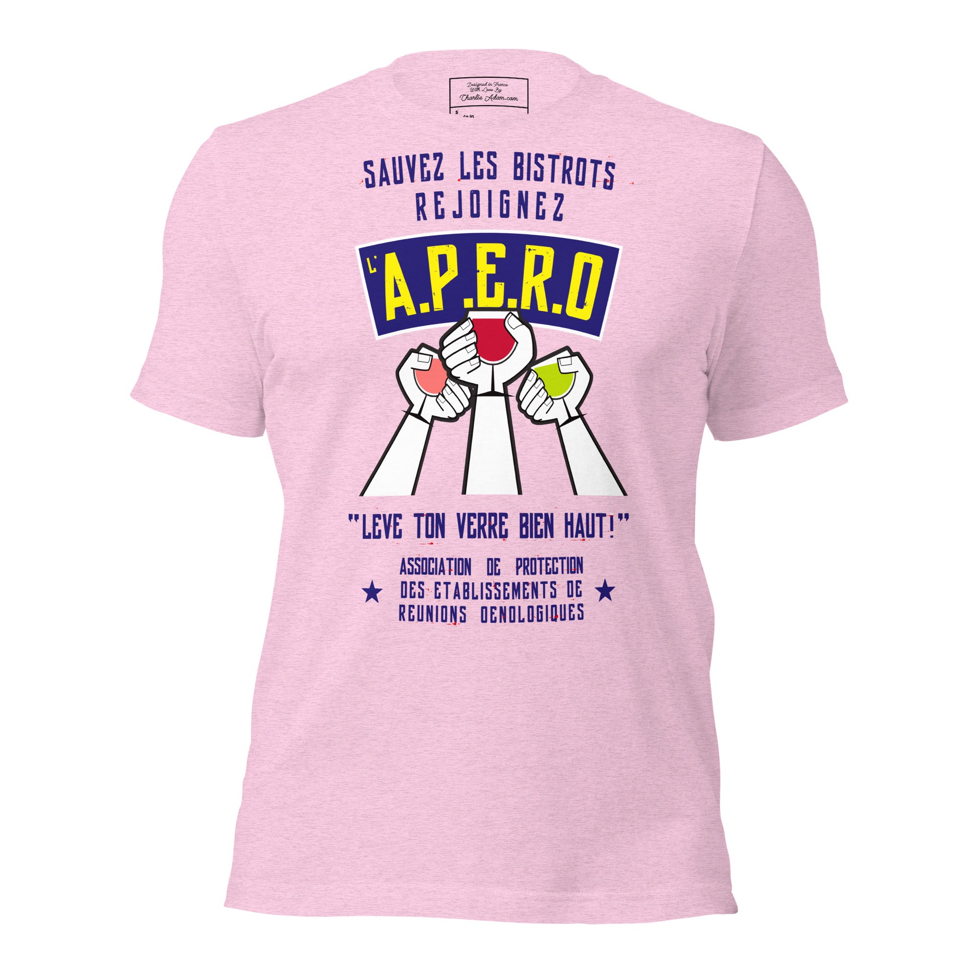 Unisex cotton t-shirt Sauvez les Bistrots, rejoignez l'Apéro on light heather colors