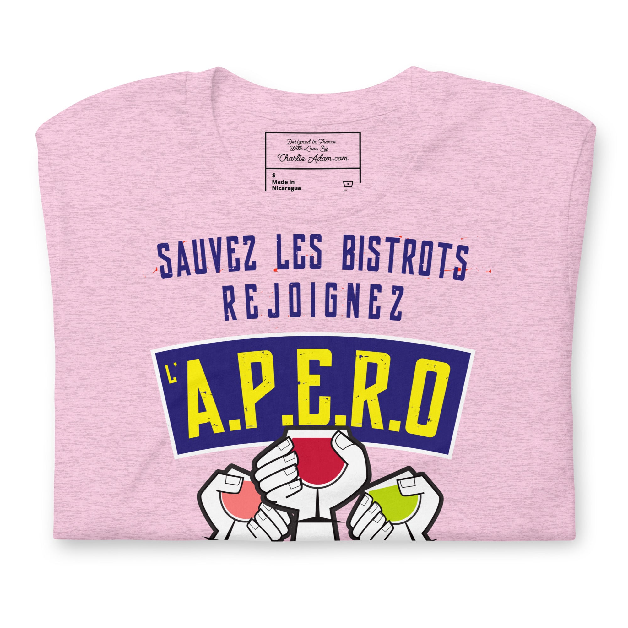 Unisex cotton t-shirt Sauvez les Bistrots, rejoignez l'Apéro on light heather colors