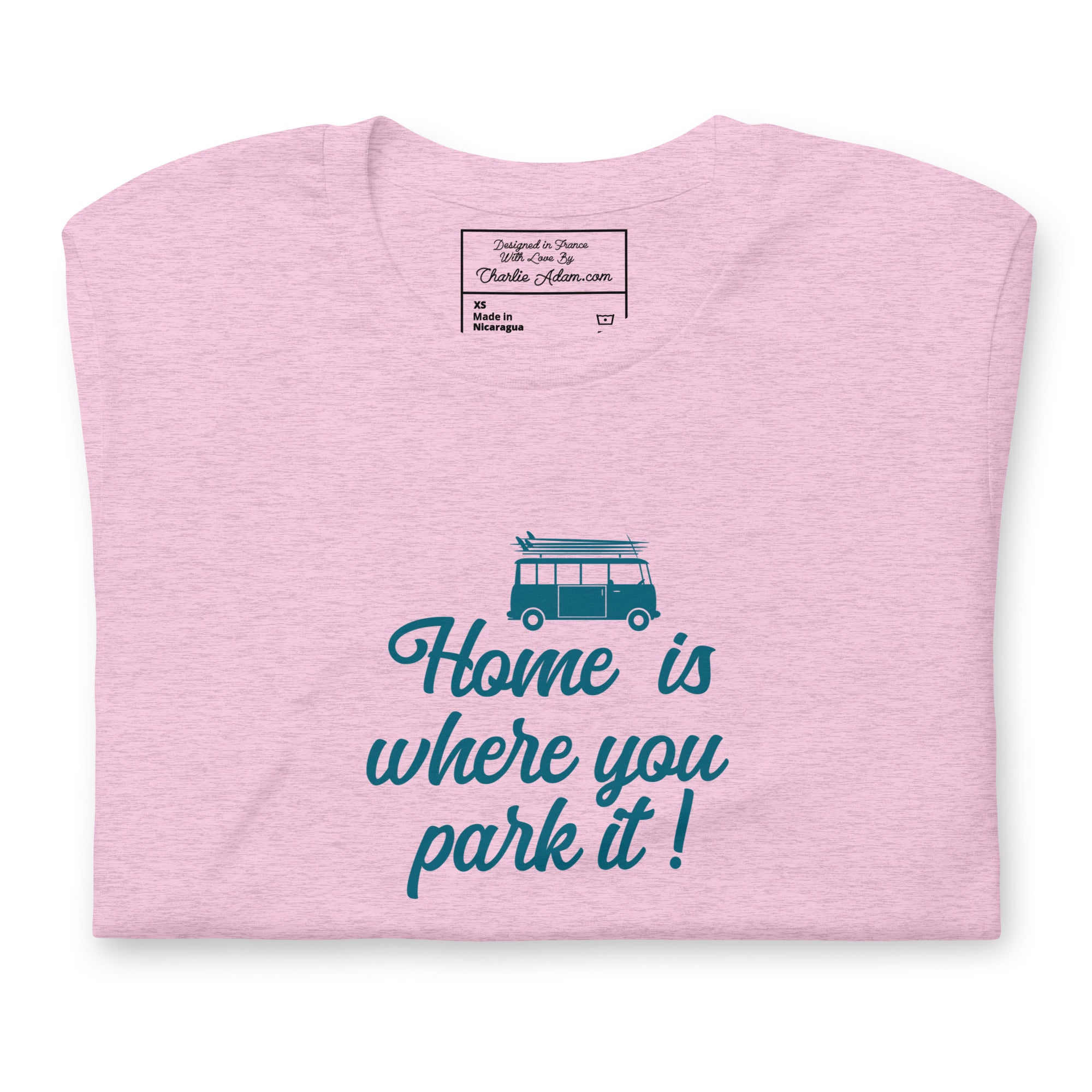 T-shirt en coton unisexe Blue Surf Combi sur couleurs chinées claires