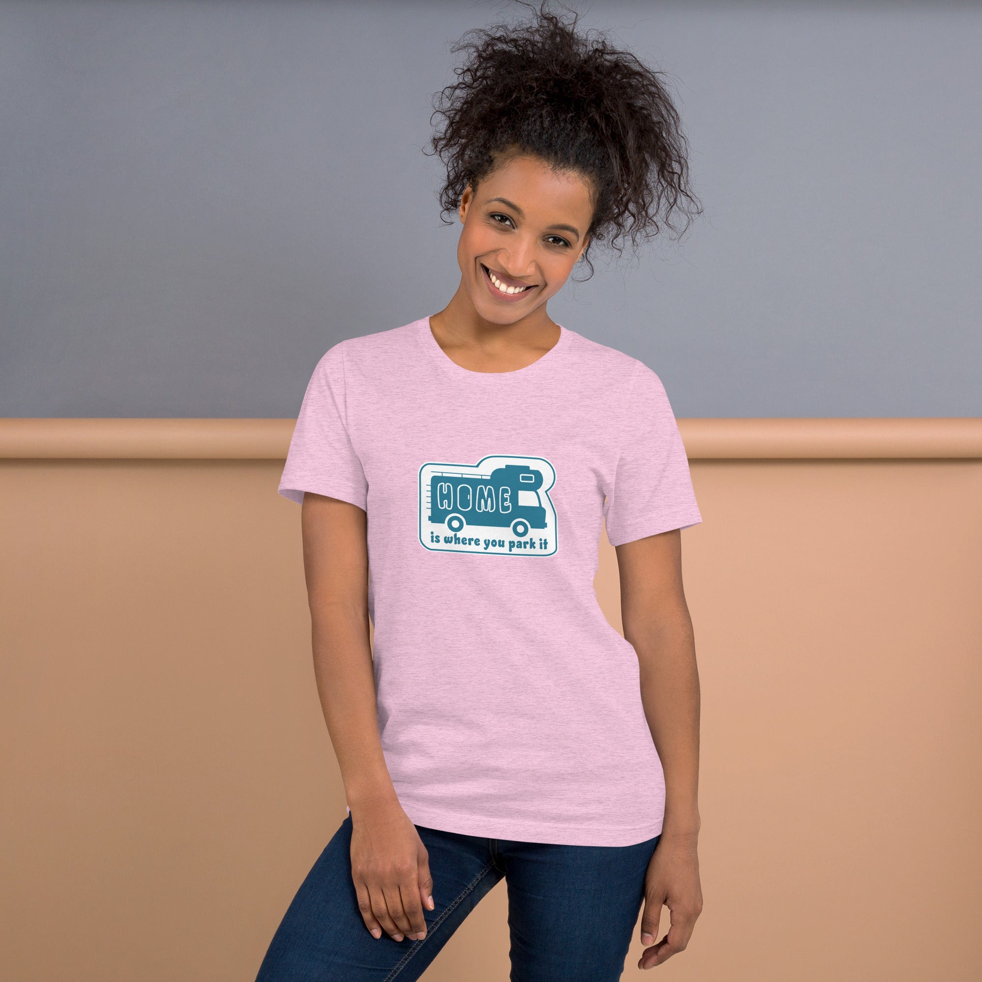 Unisex cotton t-shirt Bold Camper Van on light heather colors