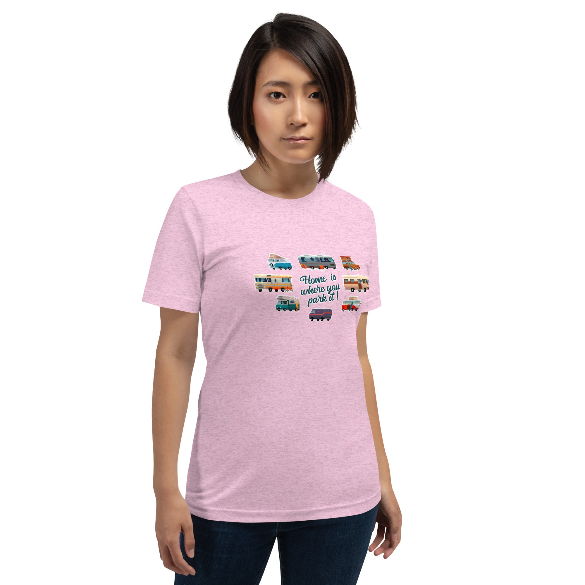 T-shirt en coton unisexe Square Vintage Campers sur couleurs chinées claires