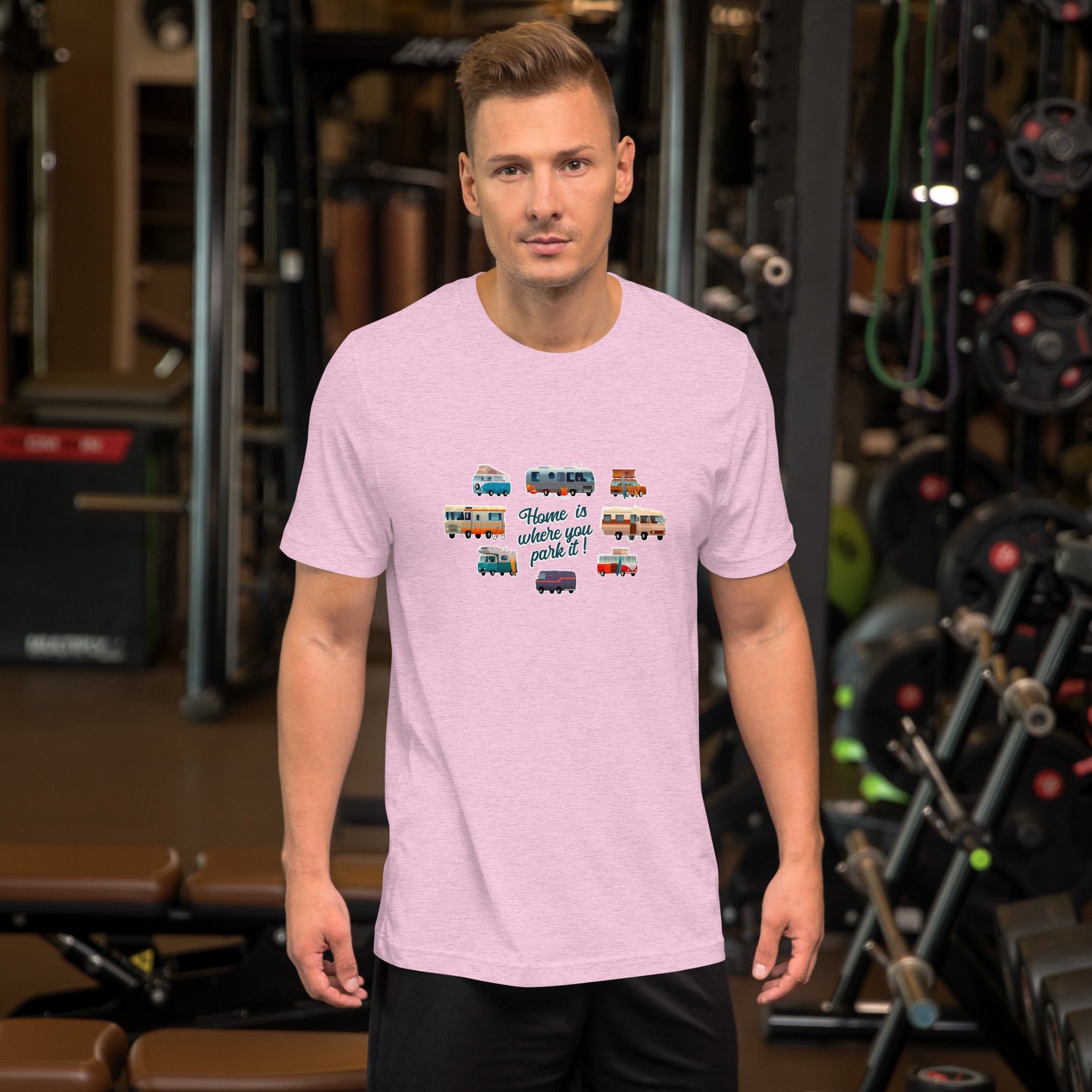 T-shirt en coton unisexe Square Vintage Campers sur couleurs chinées claires
