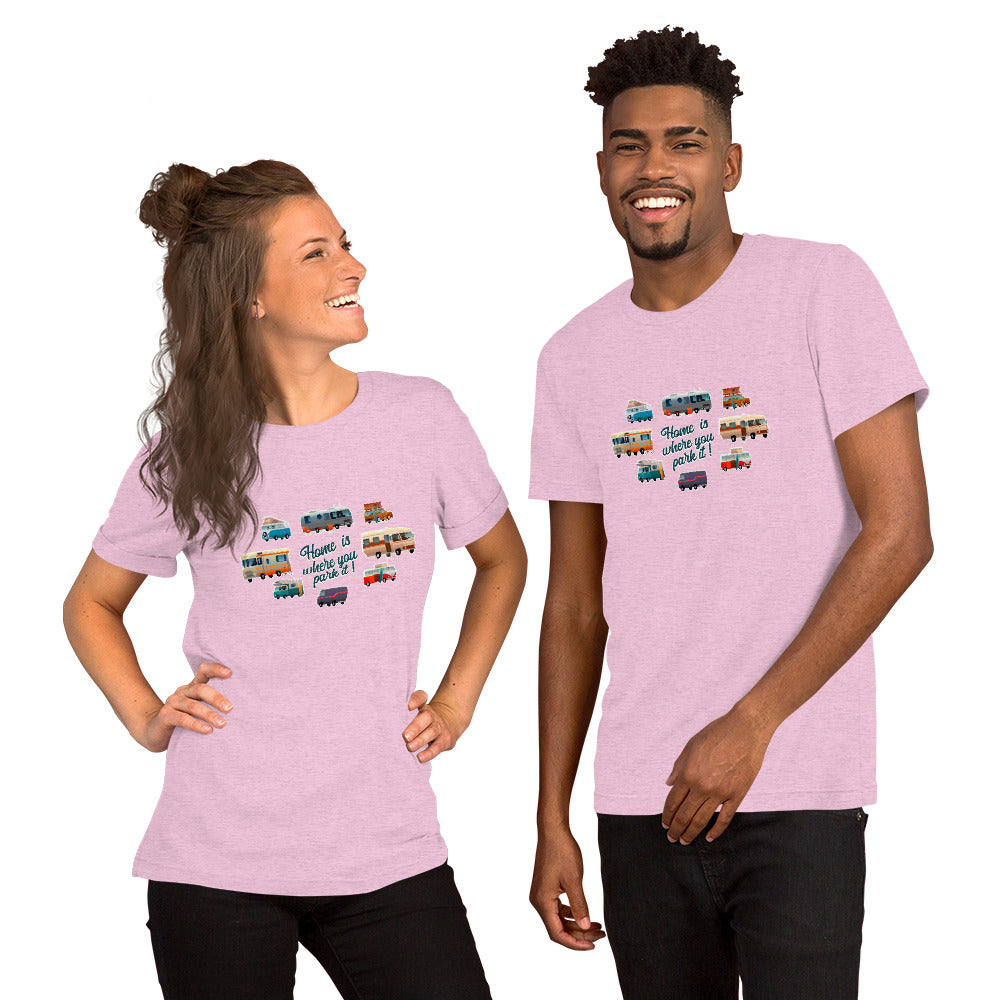 T-shirt en coton unisexe Square Vintage Campers sur couleurs chinées claires