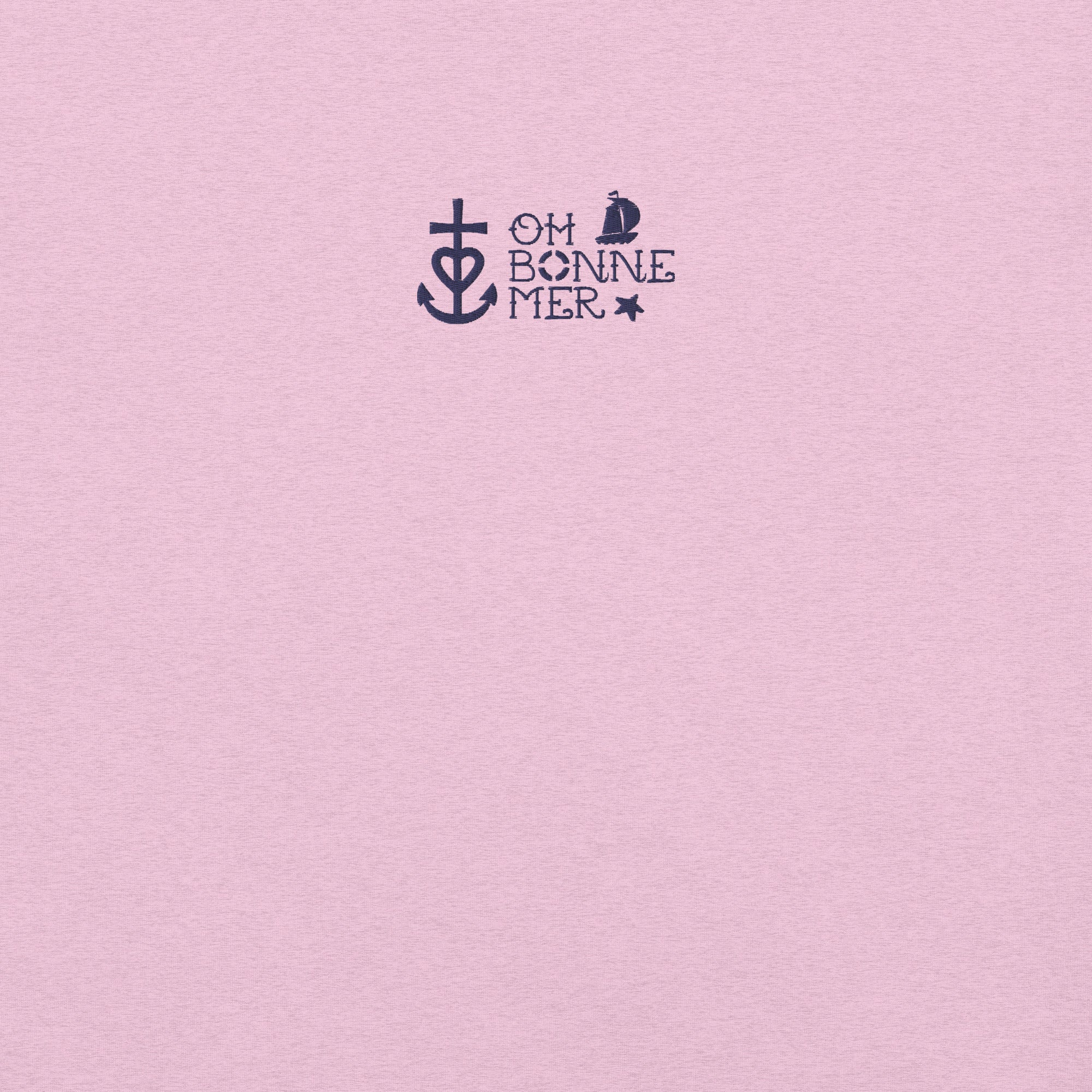 T-shirt en coton unisexe Oh Bonne Mer 2 navy brodé sur couleurs chinées claires
