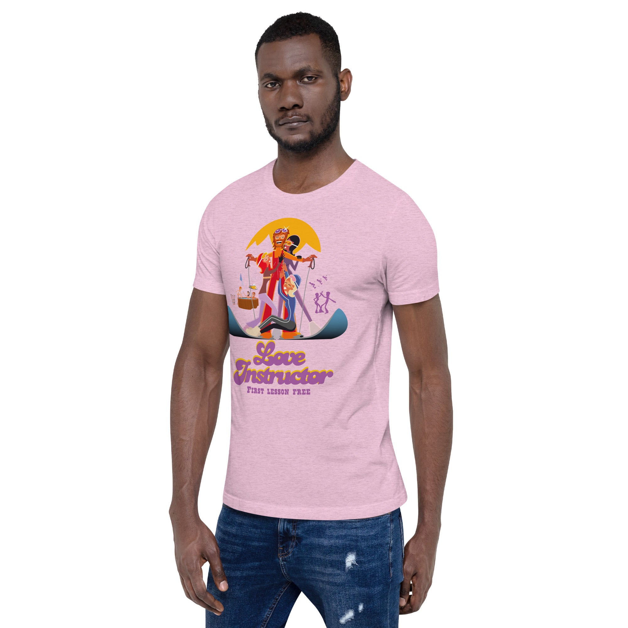 T-shirt en coton unisexe Love instructor First lesson free sur couleurs chinées claires