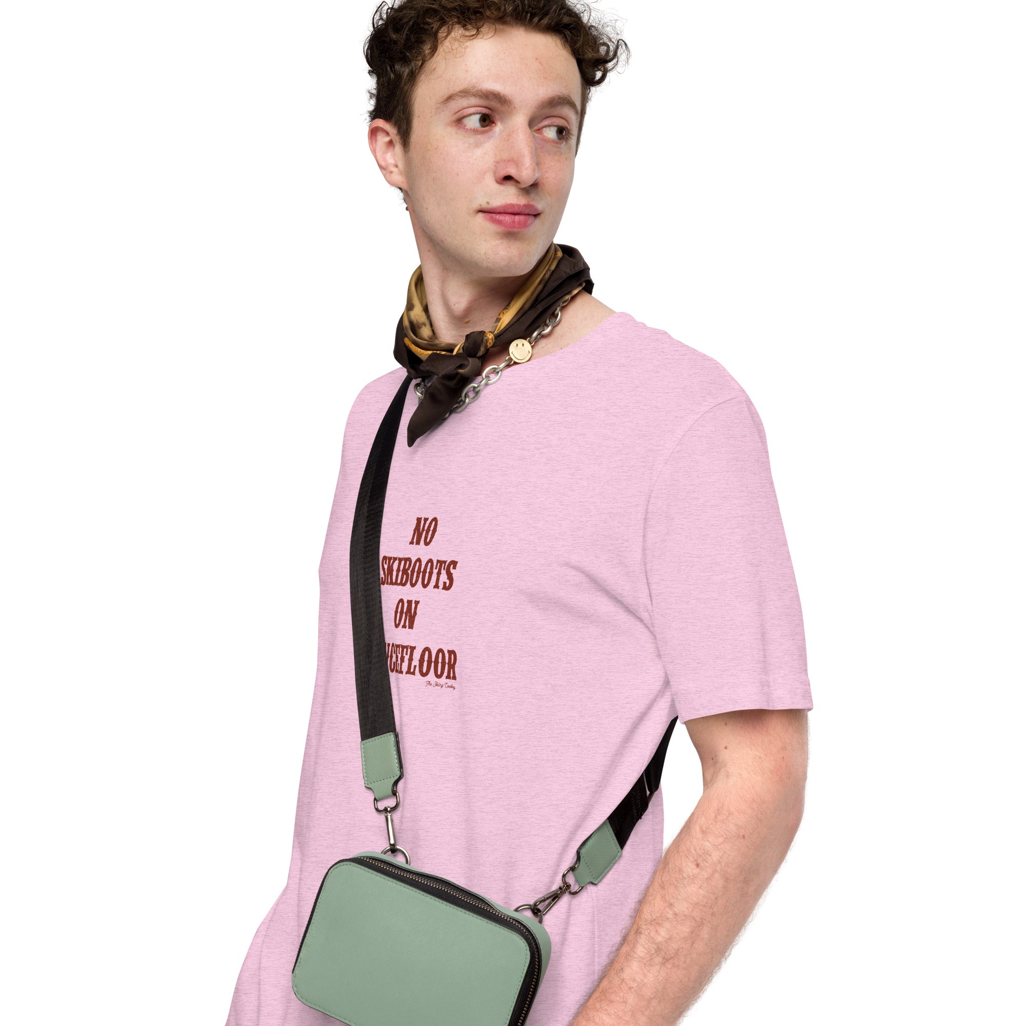 T-shirt en coton unisexe No Skiboots on Dancefloor sur couleurs chinées claires