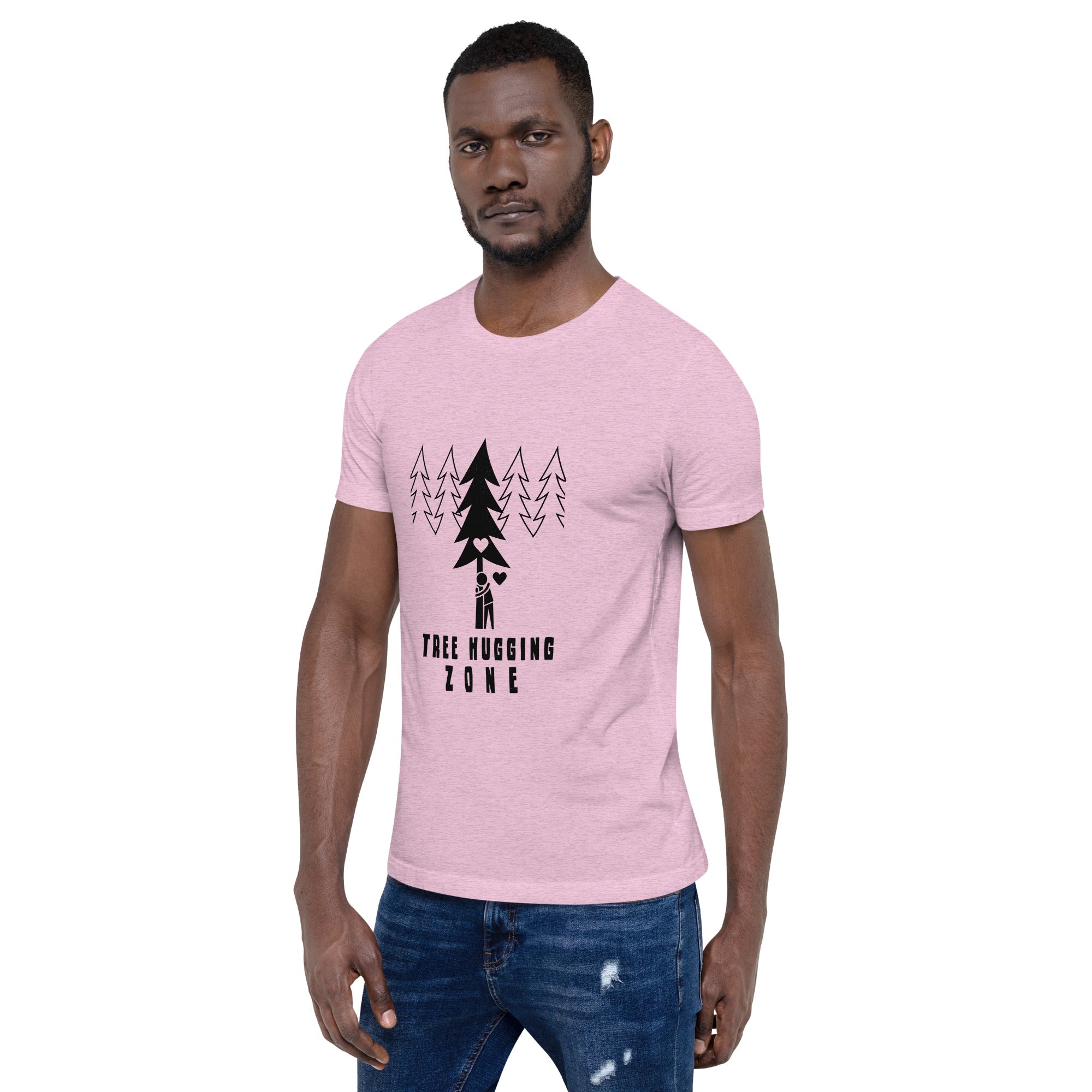 Unisex t-shirt Tree hugging zone on light heather colors