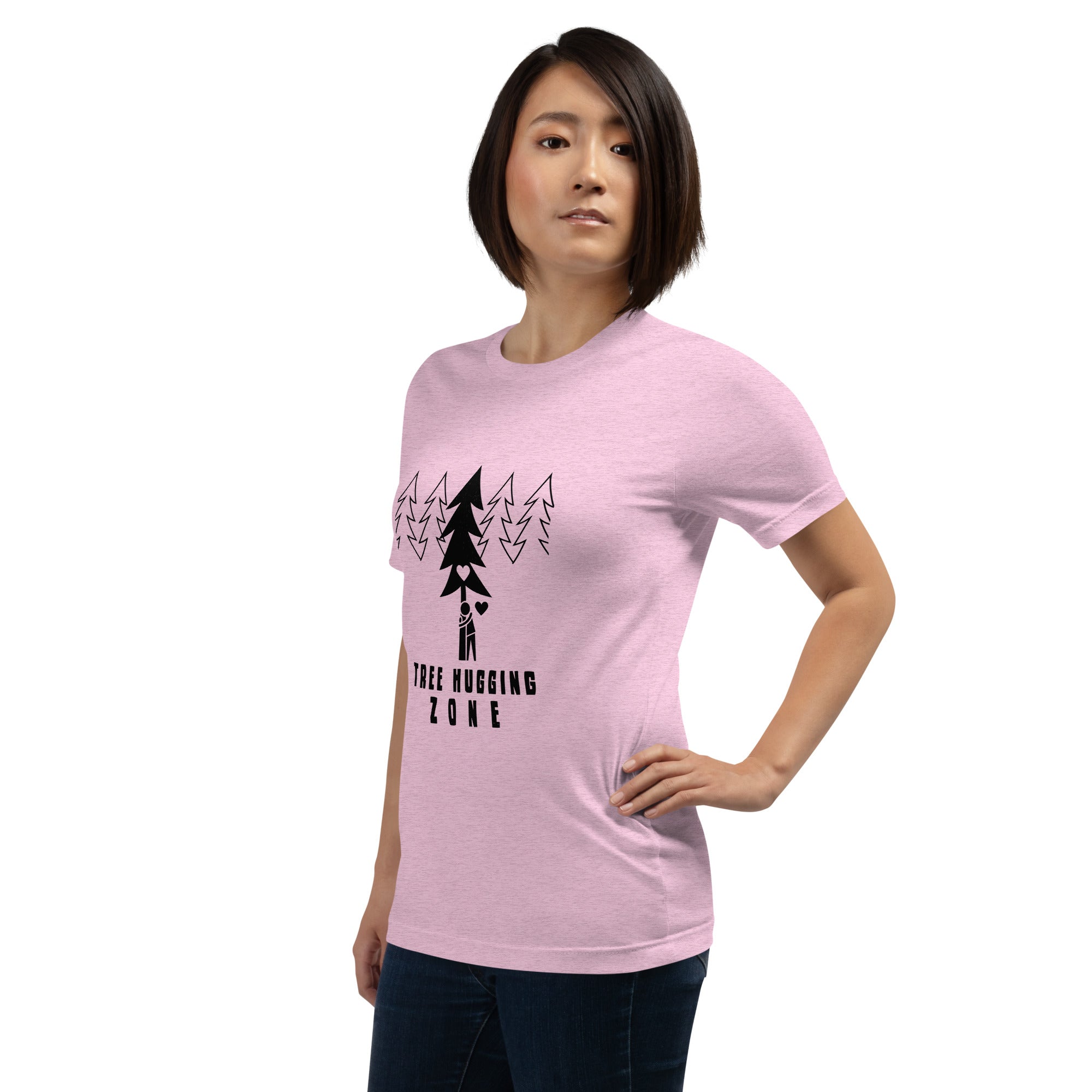 Unisex t-shirt Tree hugging zone on light heather colors