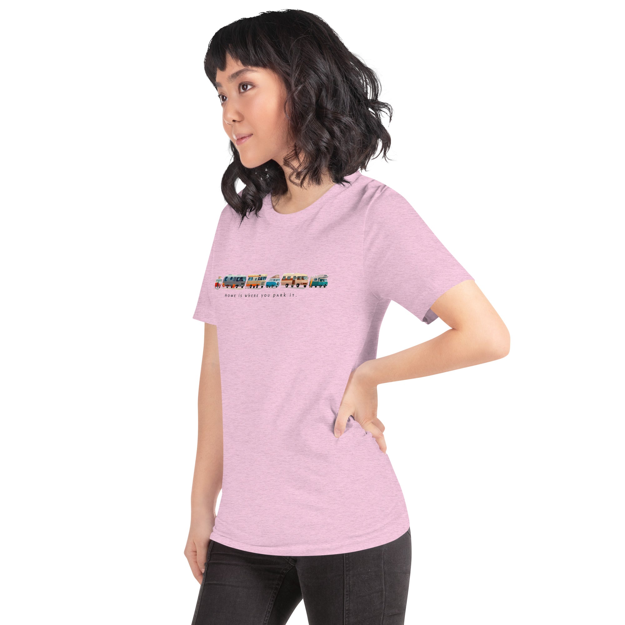 T-shirt en coton unisexe Vintage Campers sur couleurs chinées claires