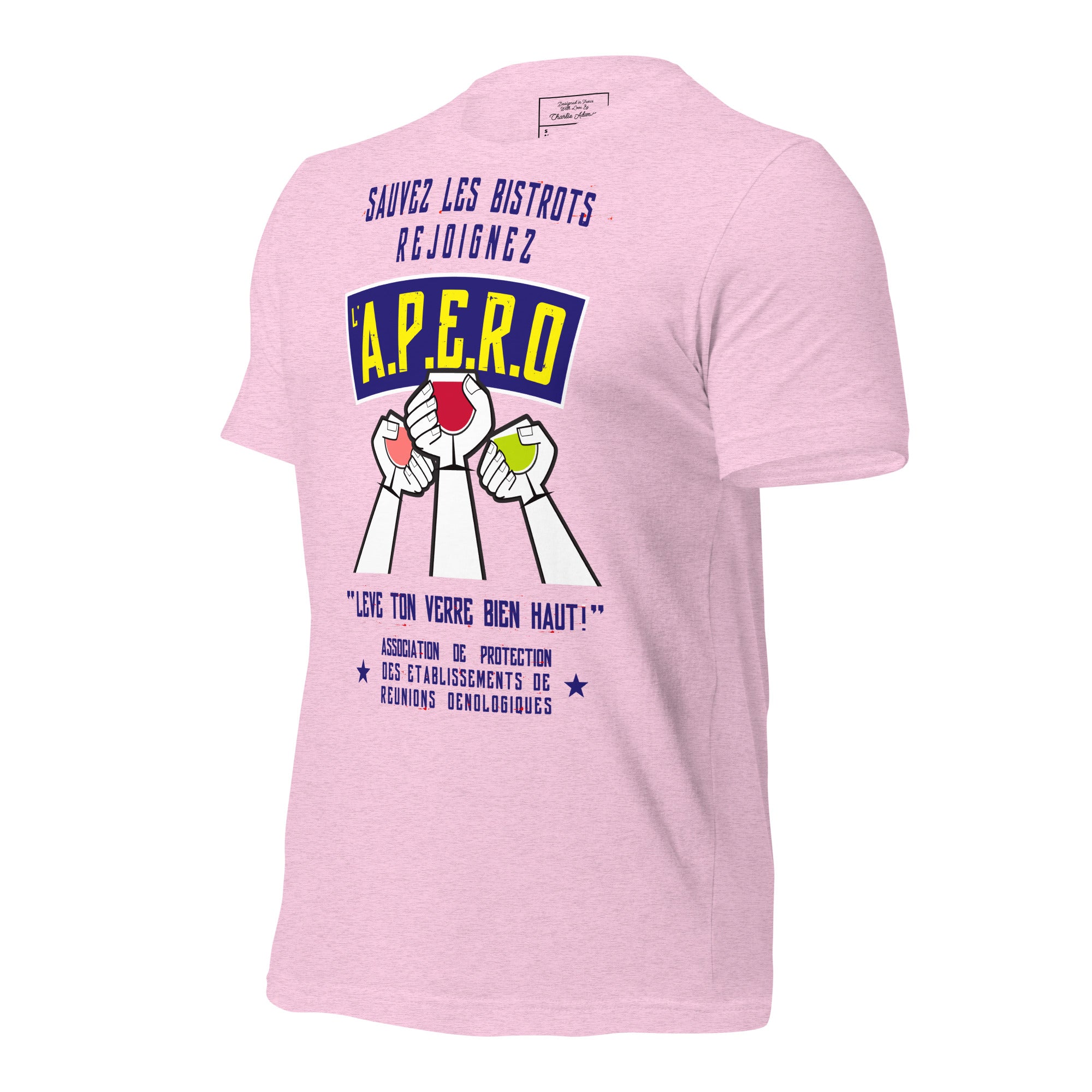 Unisex cotton t-shirt Sauvez les Bistrots, rejoignez l'Apéro on light heather colors