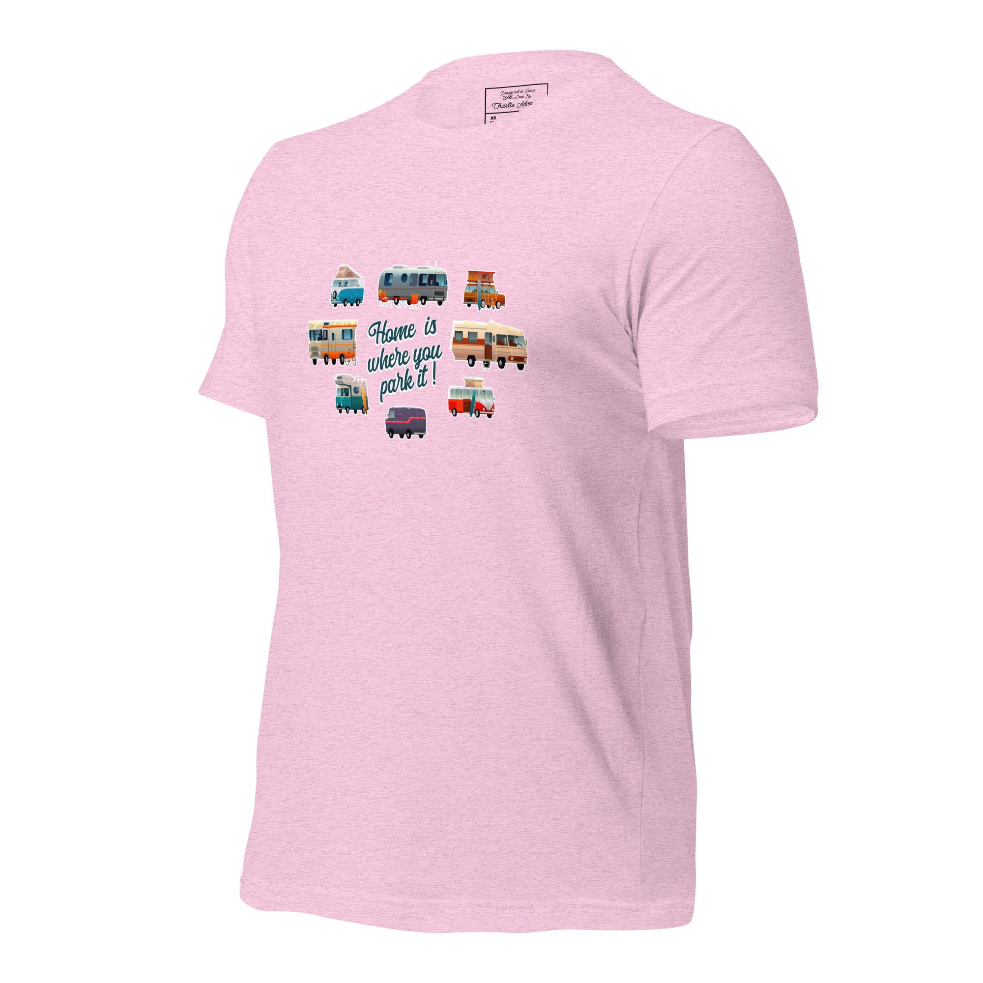 T-shirt en coton unisexe Square Vintage Campers sur couleurs chinées claires