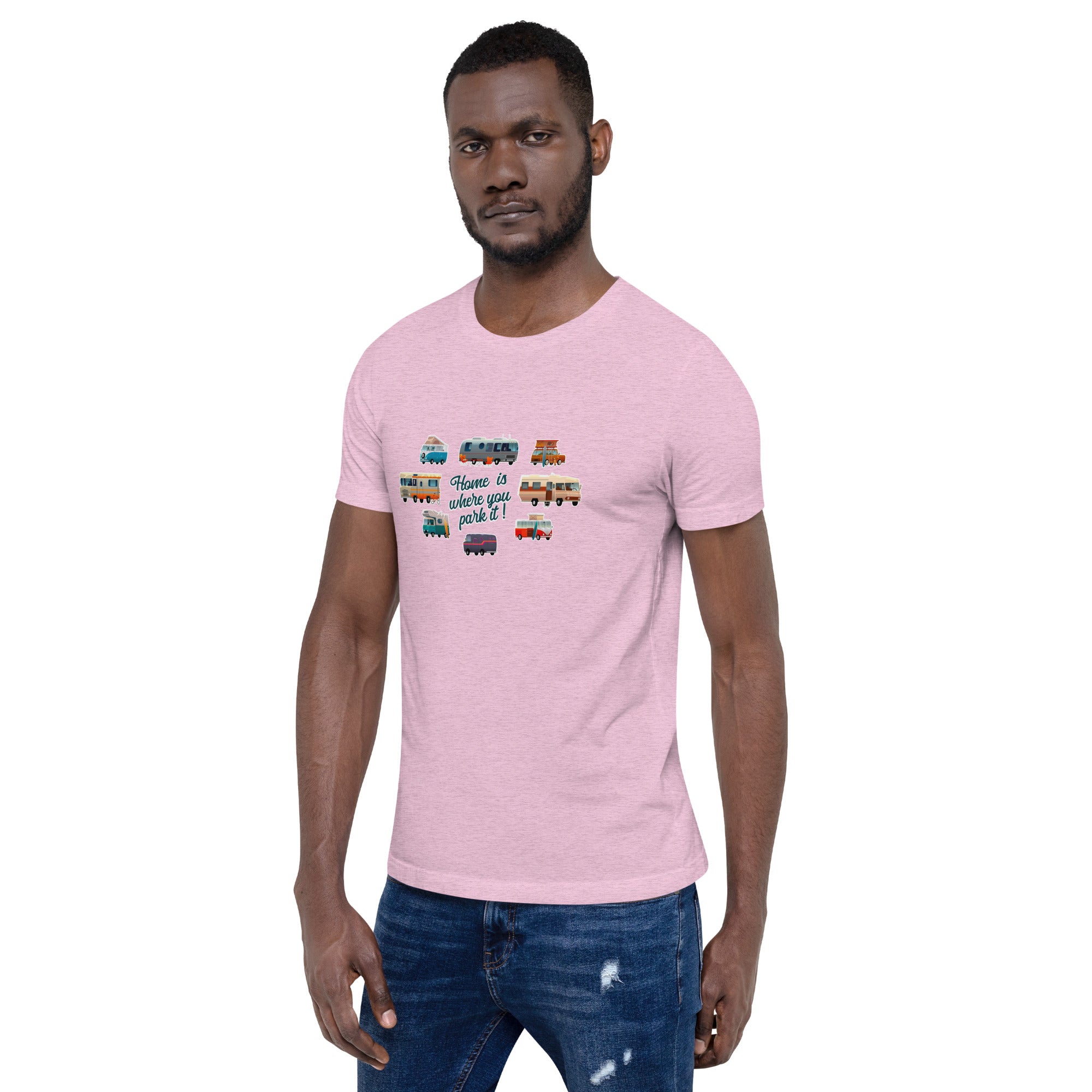 T-shirt en coton unisexe Square Vintage Campers sur couleurs chinées claires