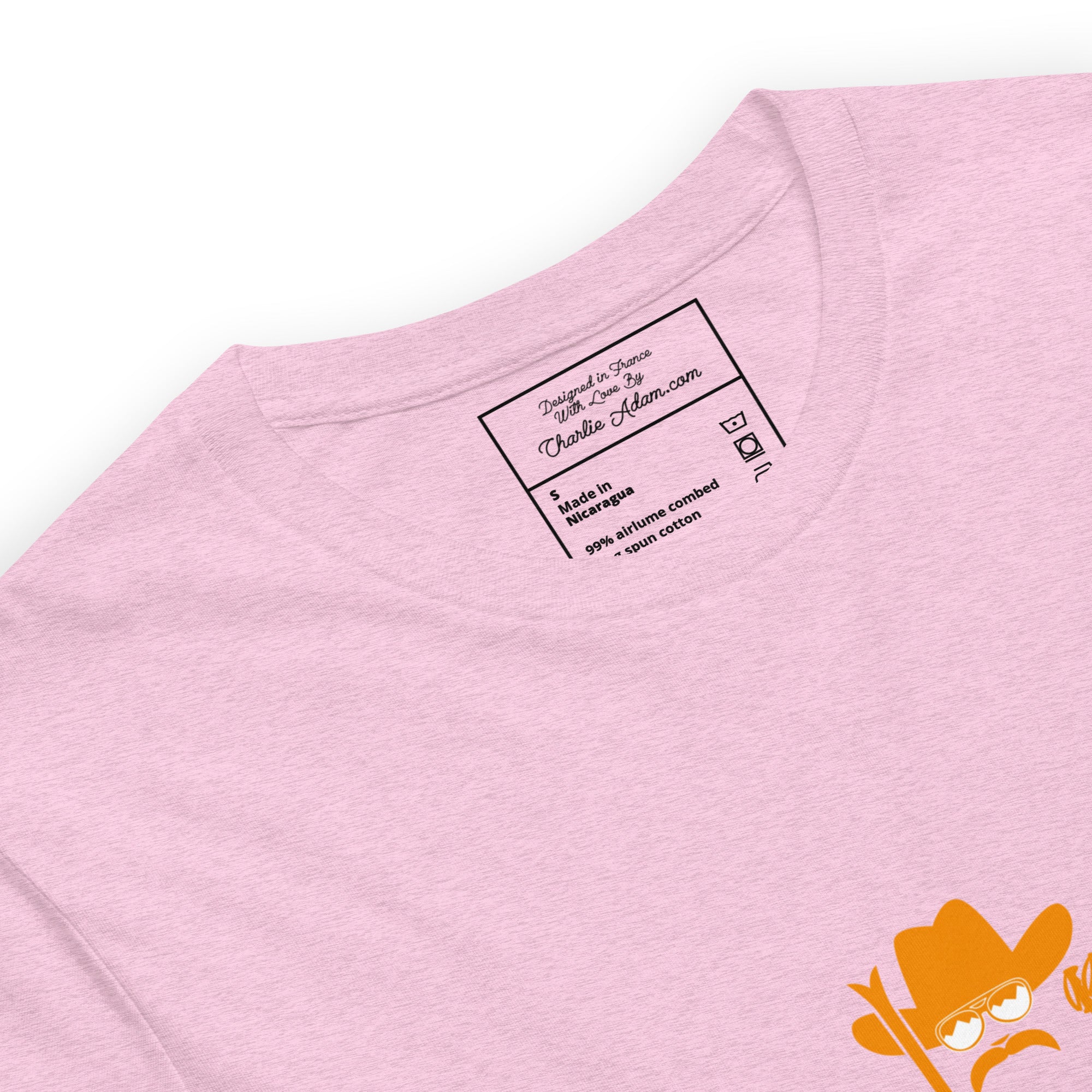 T-shirt en coton unisexe Skiing Cowboy (face) & Ski Fight at OK Corral Outline (dos) sur couleurs chinées claires