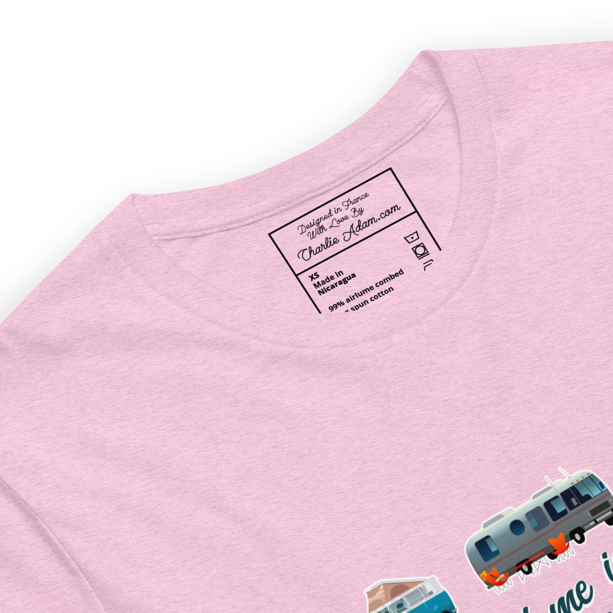 T-shirt en coton unisexe Square Vintage Campers sur couleurs chinées claires