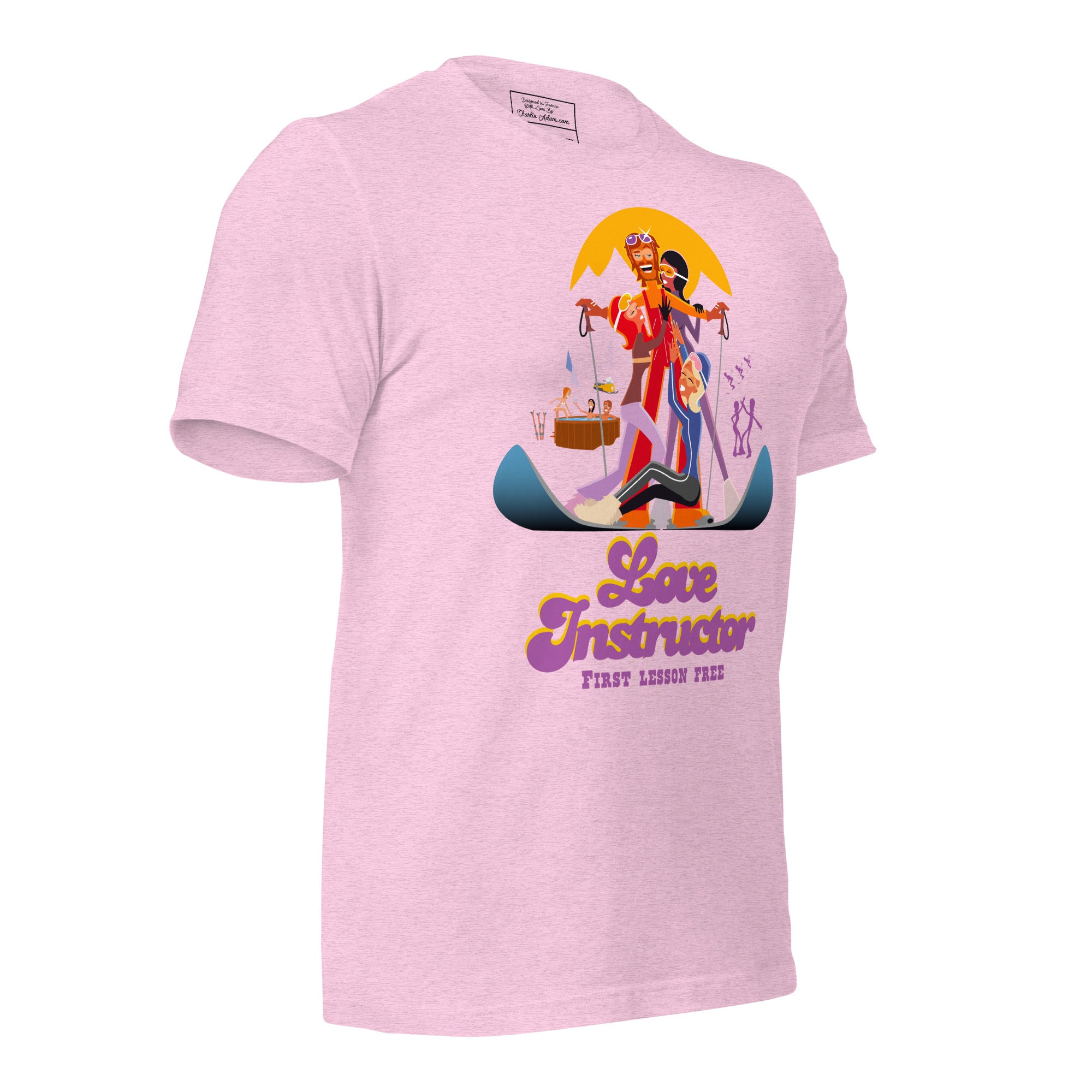 T-shirt en coton unisexe Love instructor First lesson free sur couleurs chinées claires
