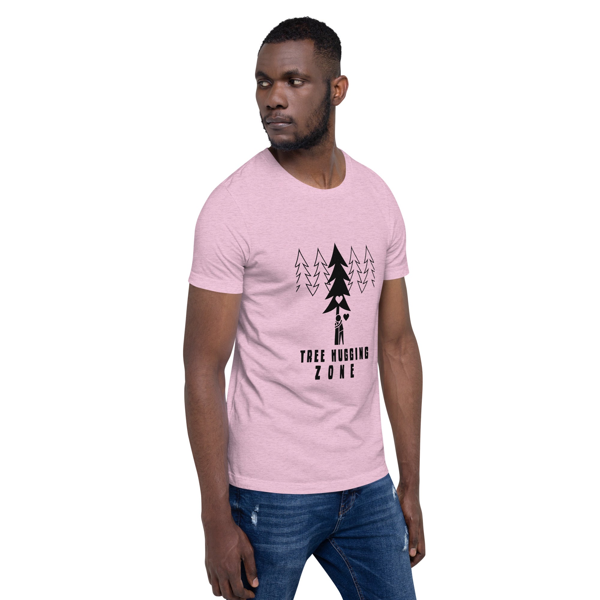 Unisex t-shirt Tree hugging zone on light heather colors