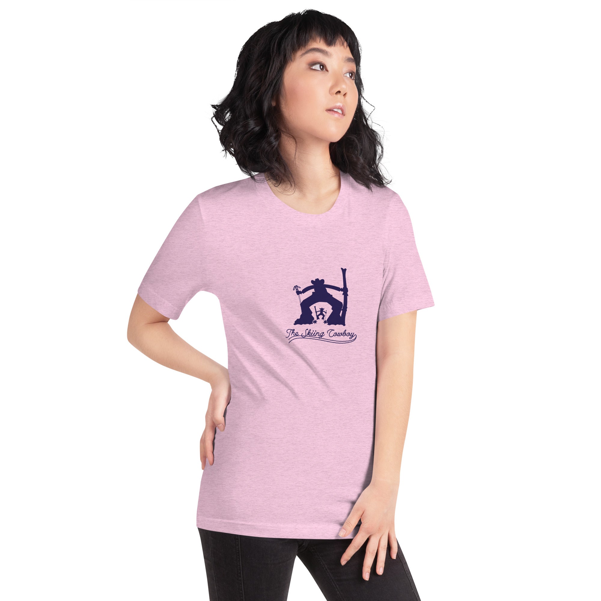 T-shirt en coton unisexe Ski Fight at OK Corral Silhouette sur couleurs chinées claires