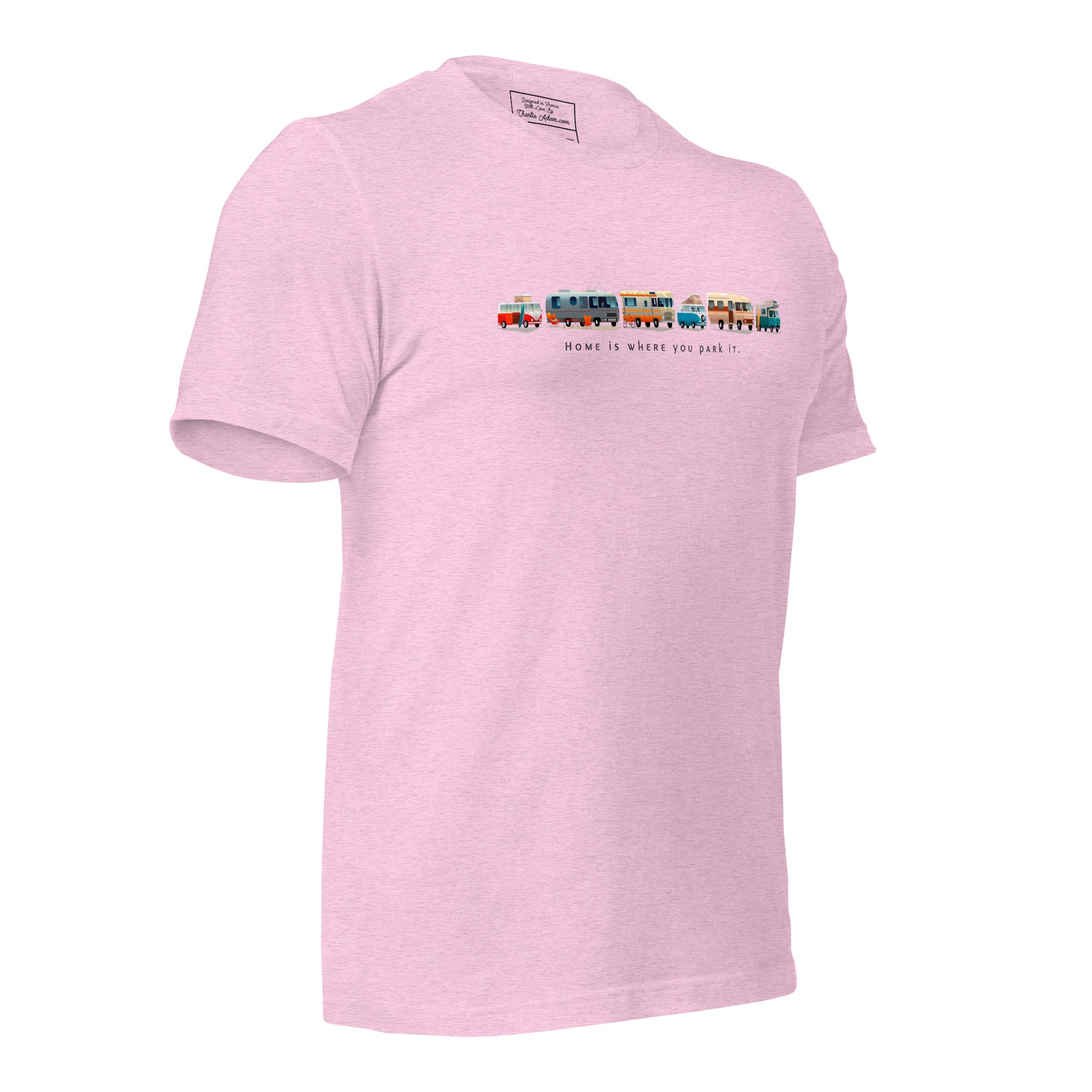T-shirt en coton unisexe Vintage Campers sur couleurs chinées claires