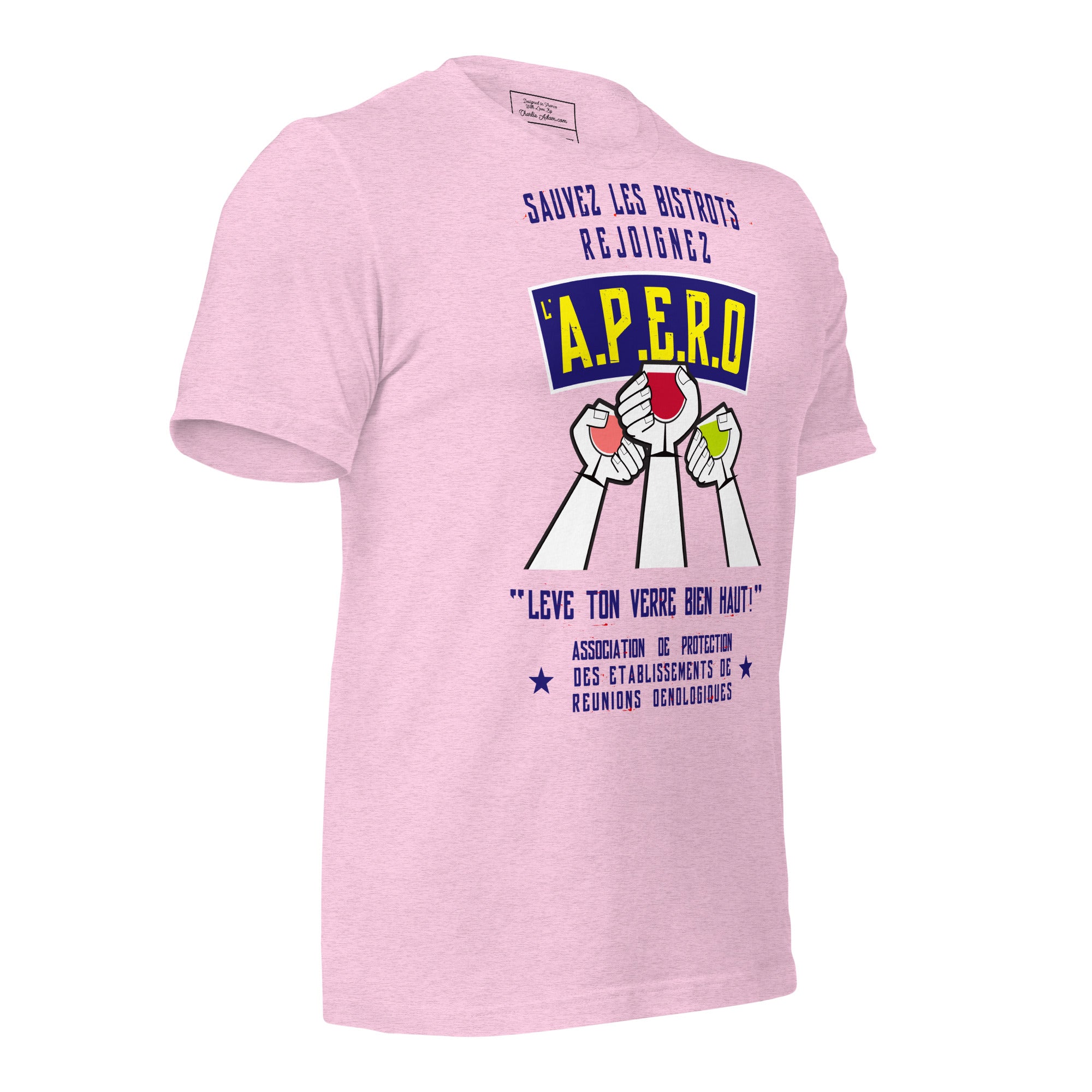 Unisex cotton t-shirt Sauvez les Bistrots, rejoignez l'Apéro on light heather colors