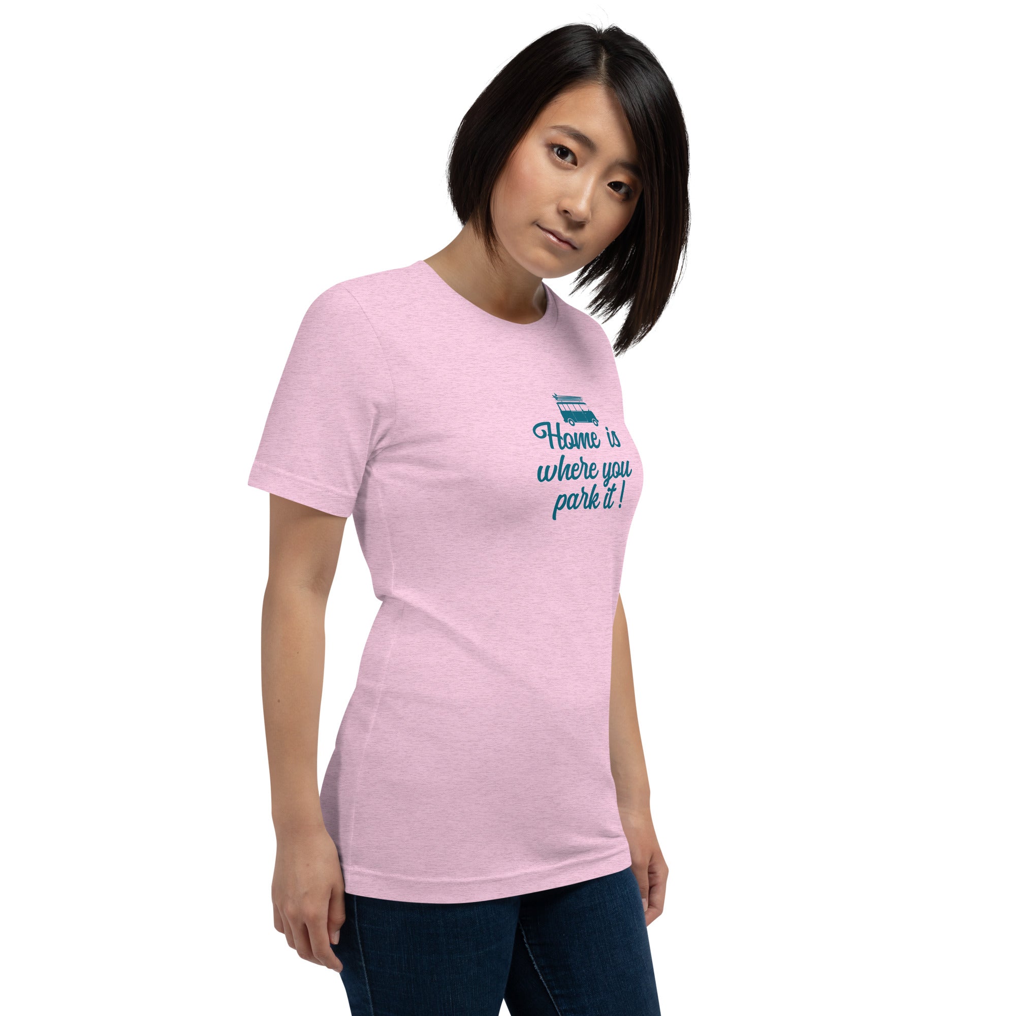 T-shirt en coton unisexe Blue Surf Combi sur couleurs chinées claires