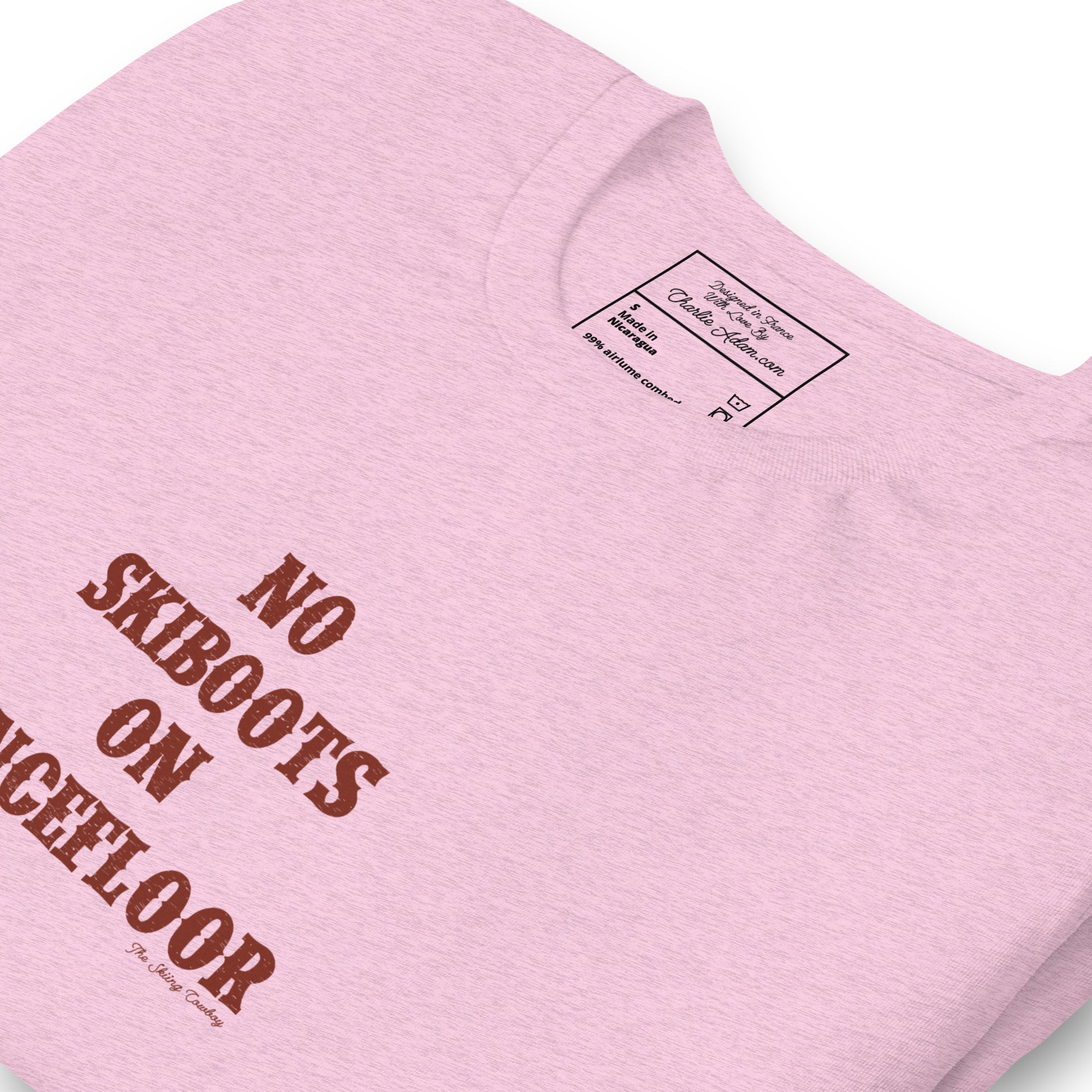 T-shirt en coton unisexe No Skiboots on Dancefloor sur couleurs chinées claires