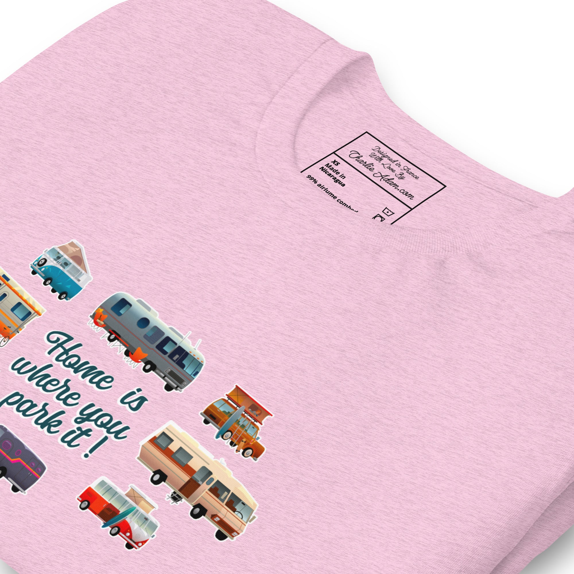 T-shirt en coton unisexe Square Vintage Campers sur couleurs chinées claires