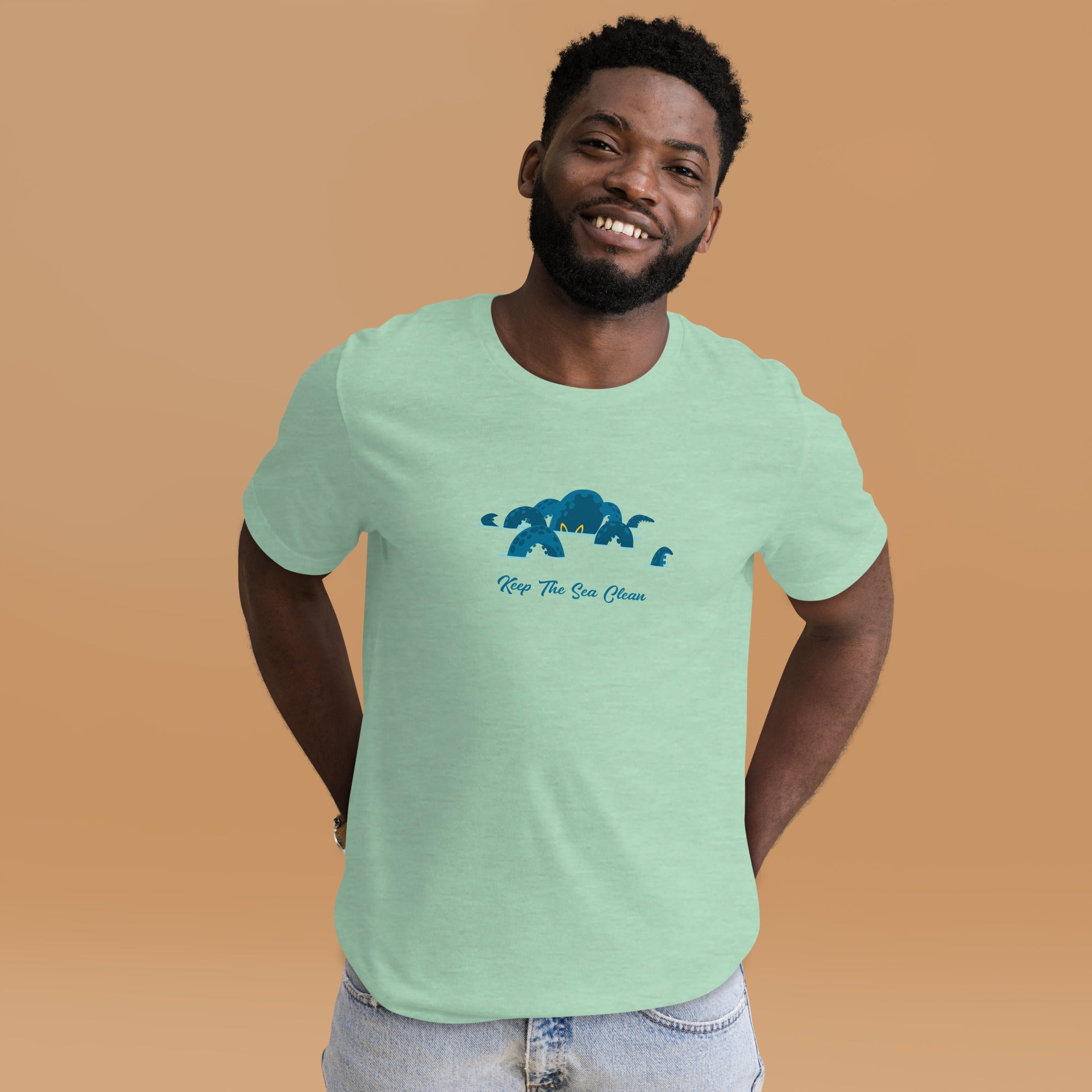 Unisex t-shirt Octopus Blue on light heather colors