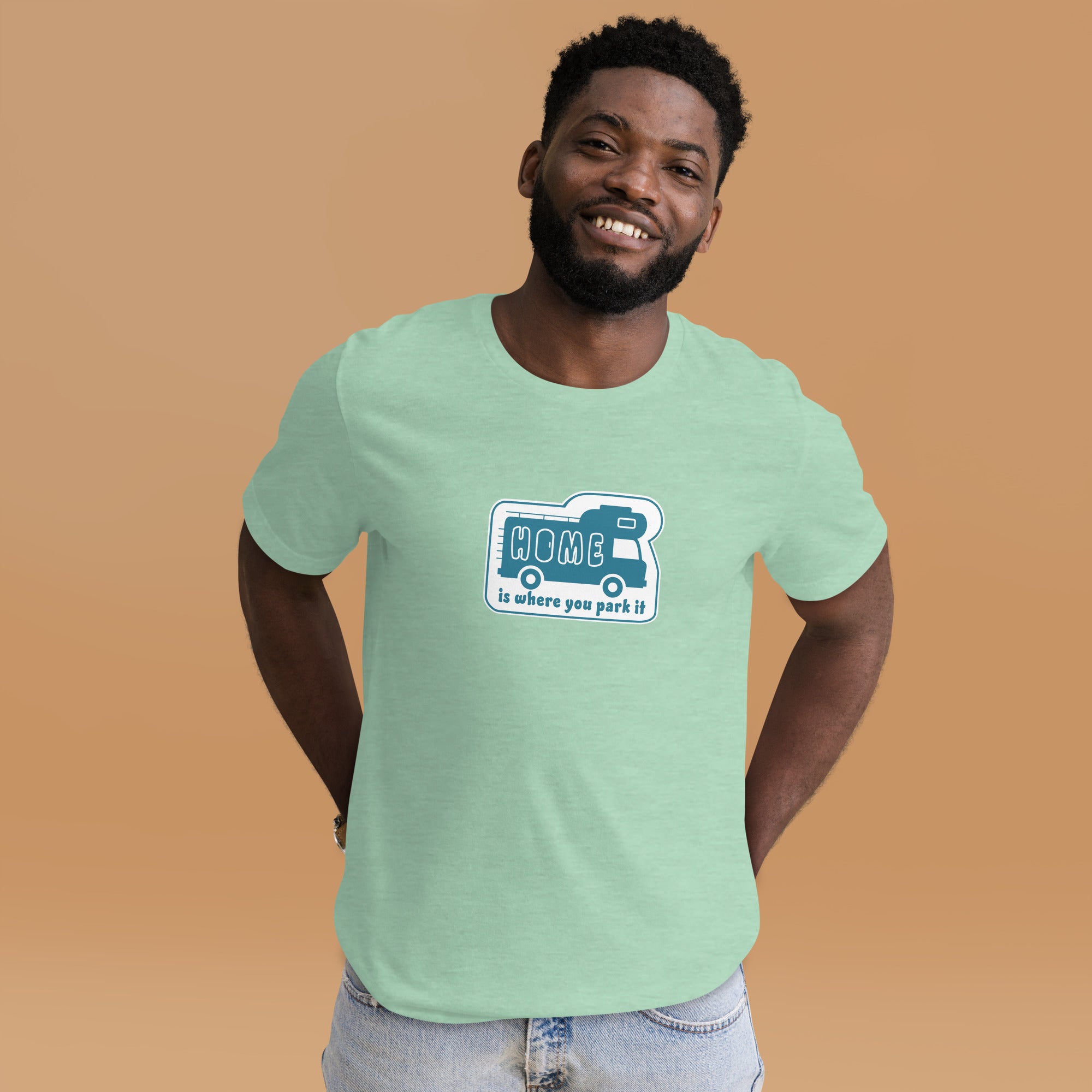 Unisex cotton t-shirt Bold Camper Van on light heather colors