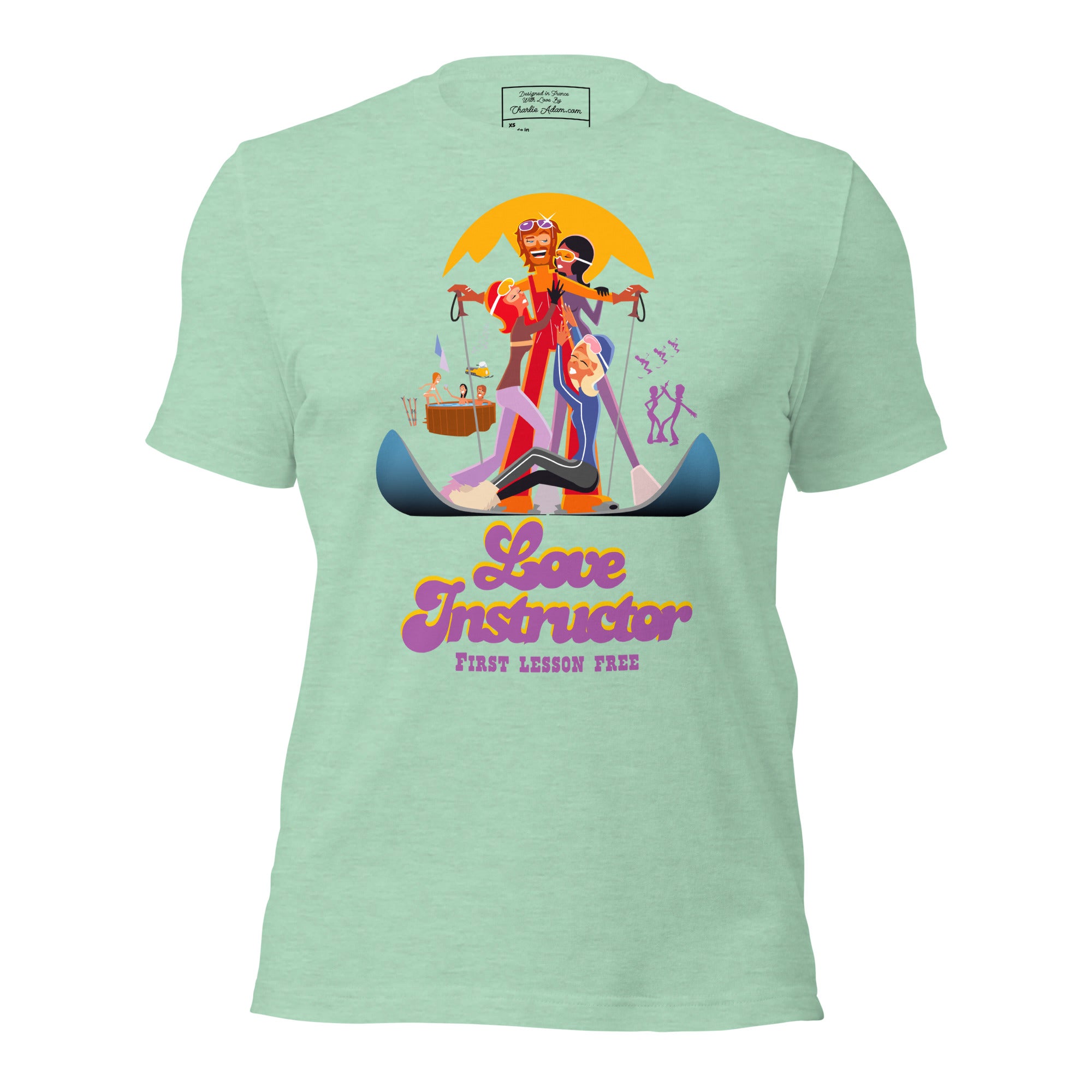 T-shirt en coton unisexe Love instructor First lesson free sur couleurs chinées claires