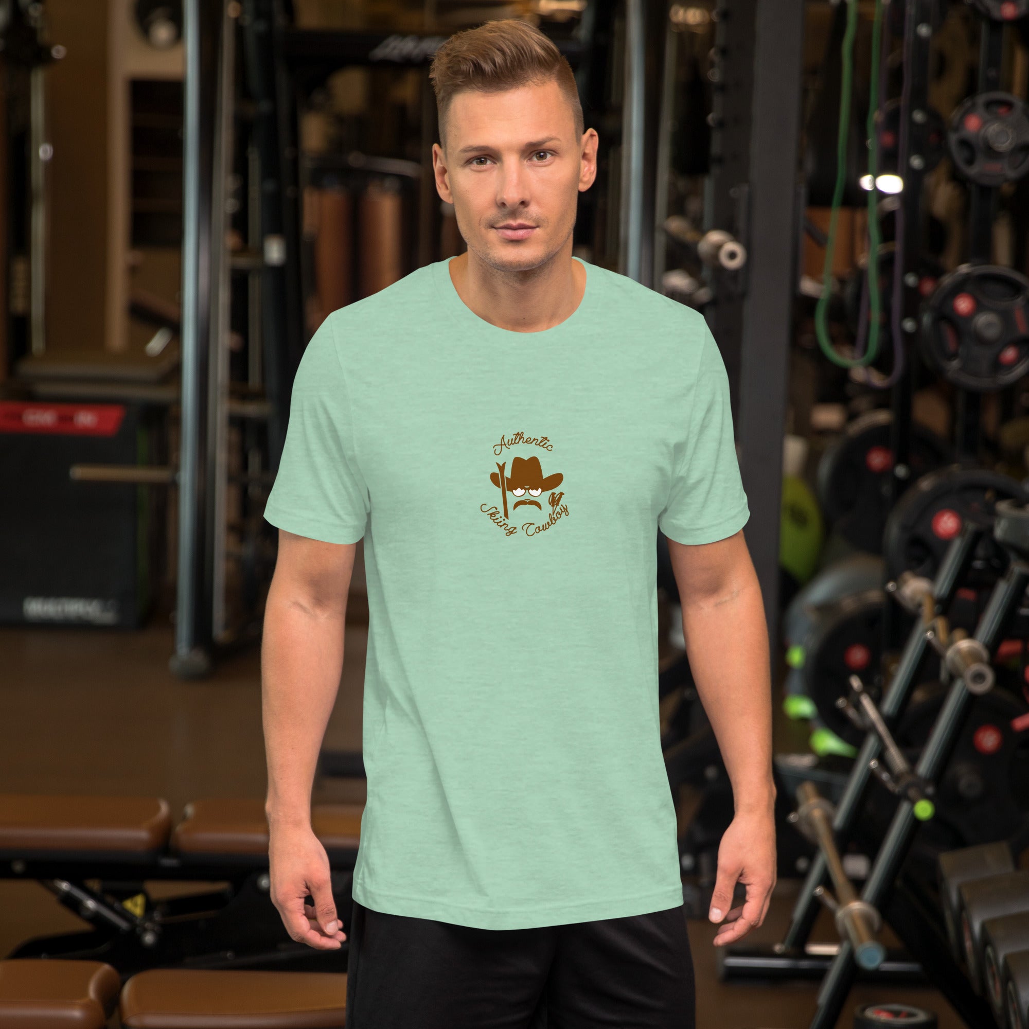Unisex t-shirt Authentic Skiing Cowboy on heather colors