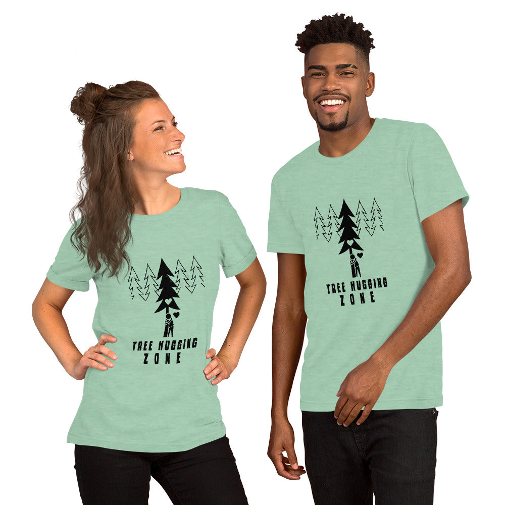 Unisex t-shirt Tree hugging zone on light heather colors