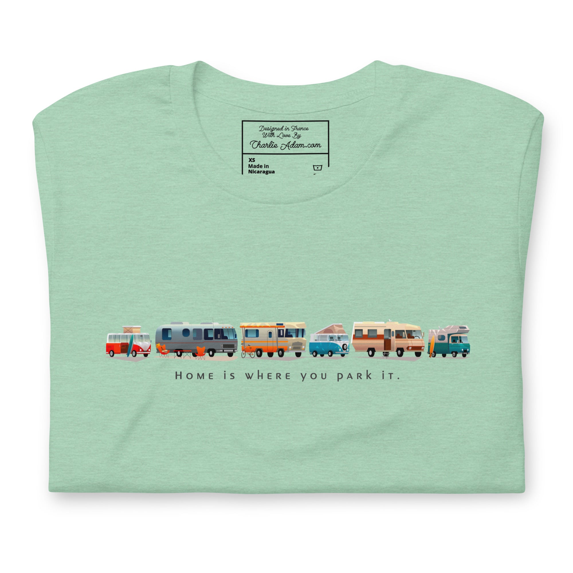 T-shirt en coton unisexe Vintage Campers sur couleurs chinées claires
