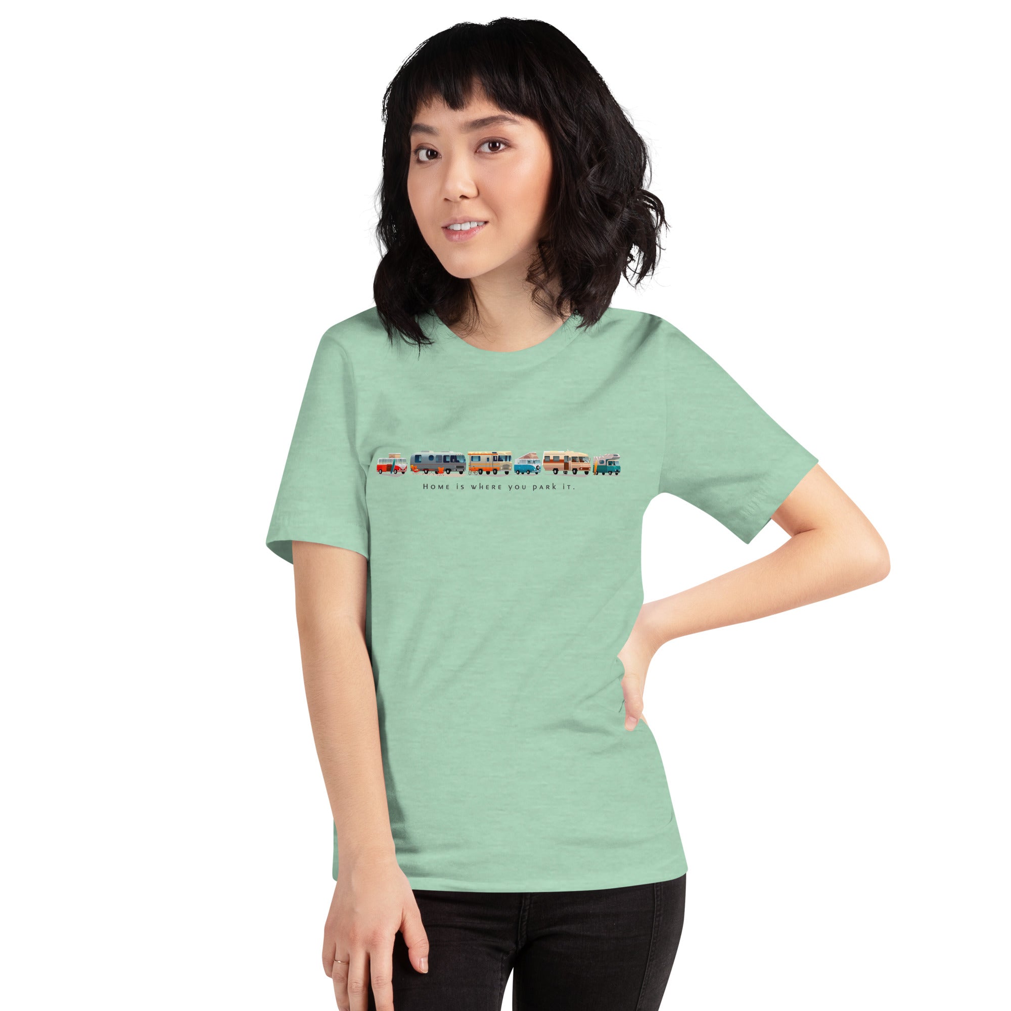 T-shirt en coton unisexe Vintage Campers sur couleurs chinées claires