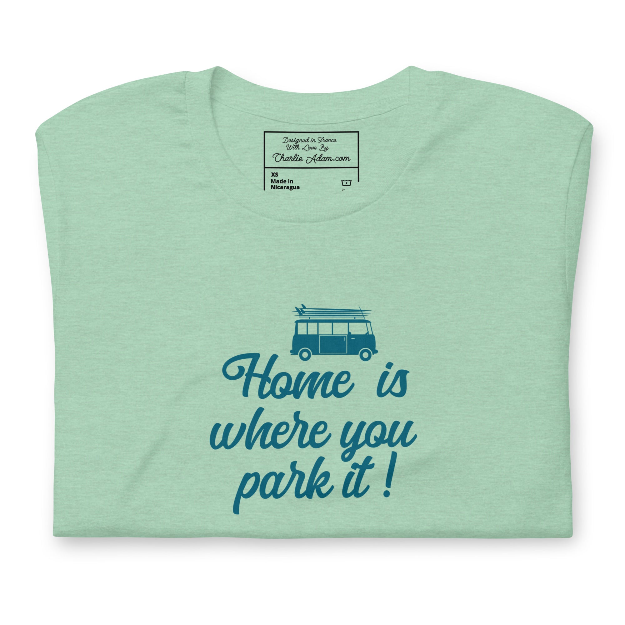 T-shirt en coton unisexe Blue Surf Combi sur couleurs chinées claires