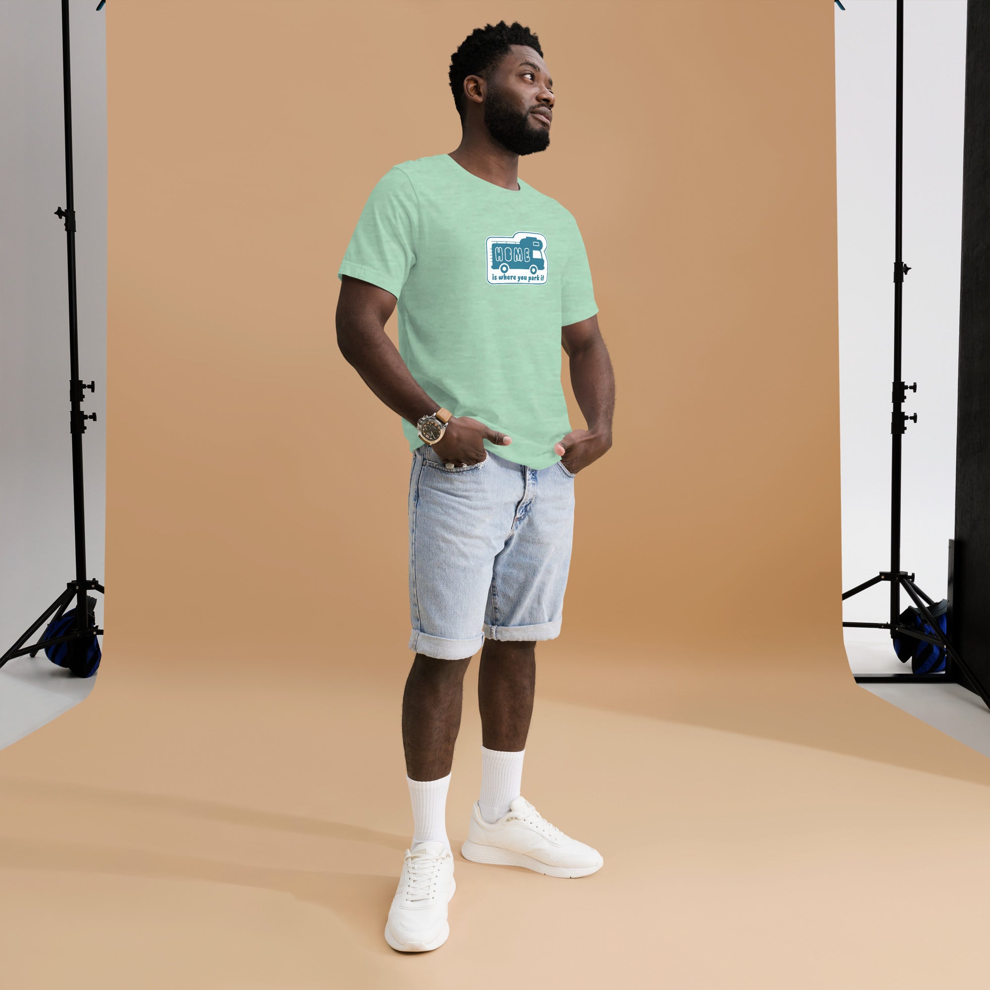 Unisex cotton t-shirt Bold Camper Van on light heather colors