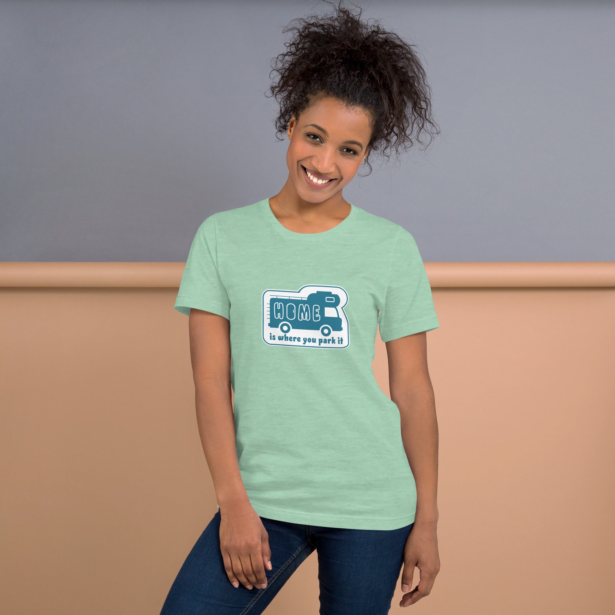 Unisex cotton t-shirt Bold Camper Van on light heather colors