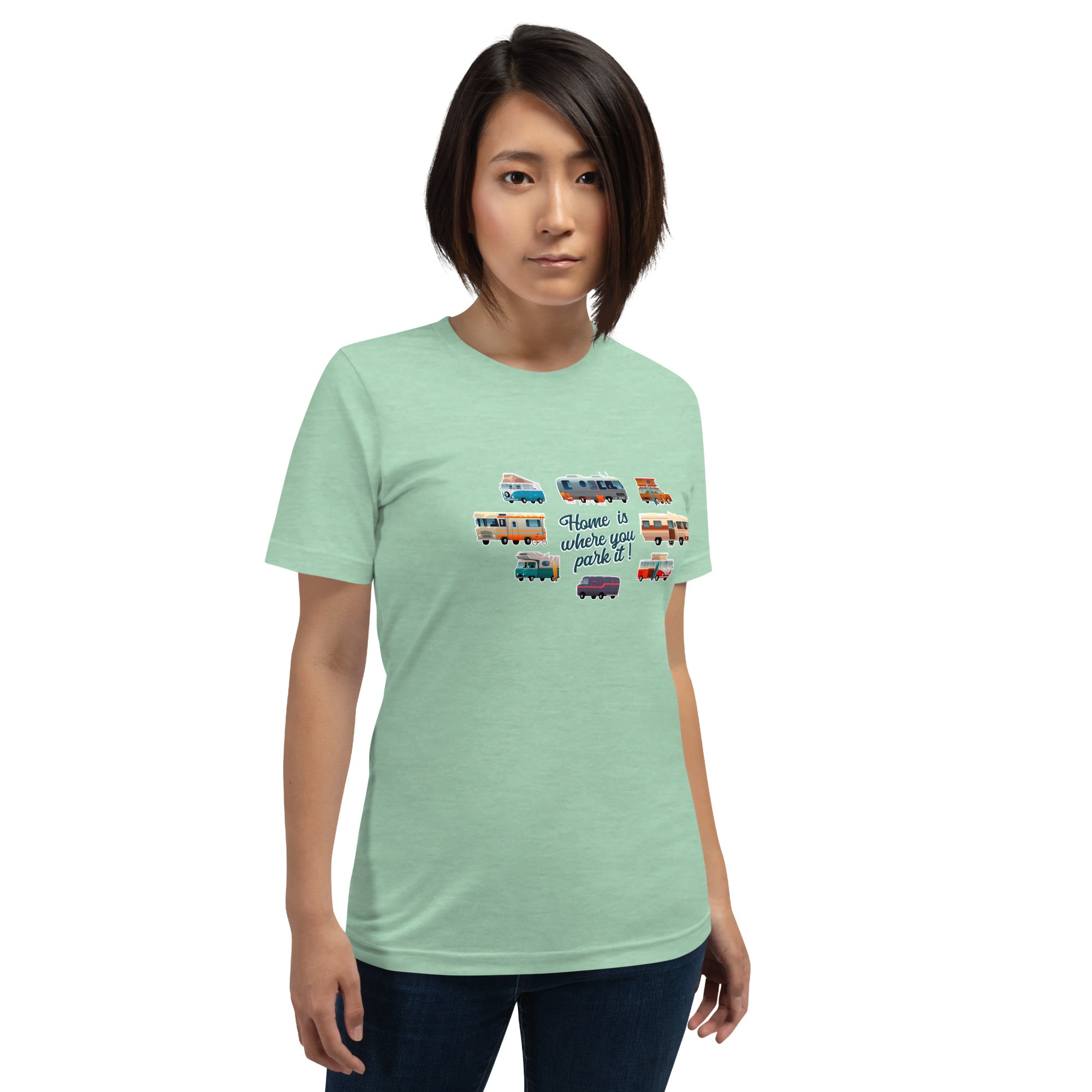 T-shirt en coton unisexe Square Vintage Campers sur couleurs chinées claires