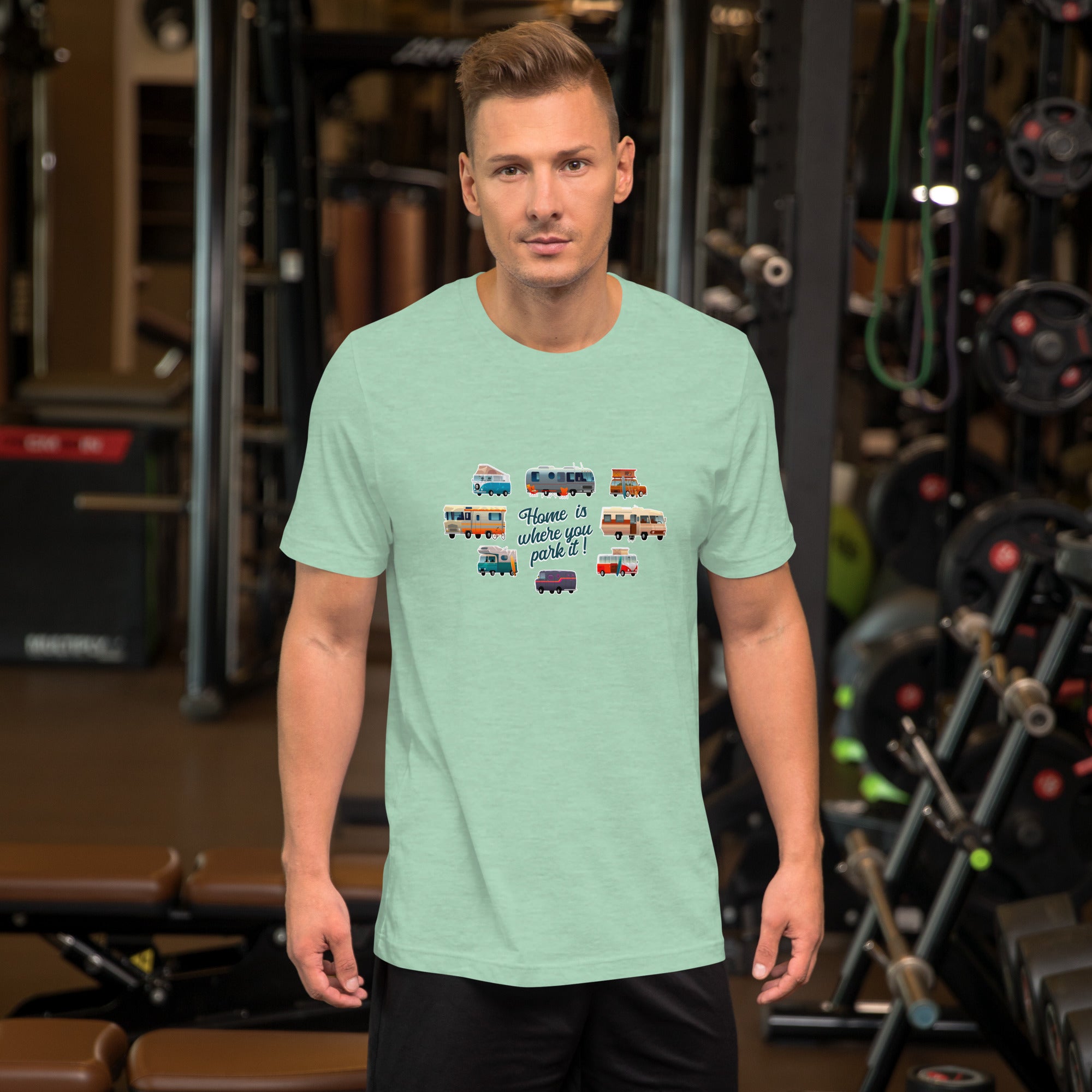 T-shirt en coton unisexe Square Vintage Campers sur couleurs chinées claires