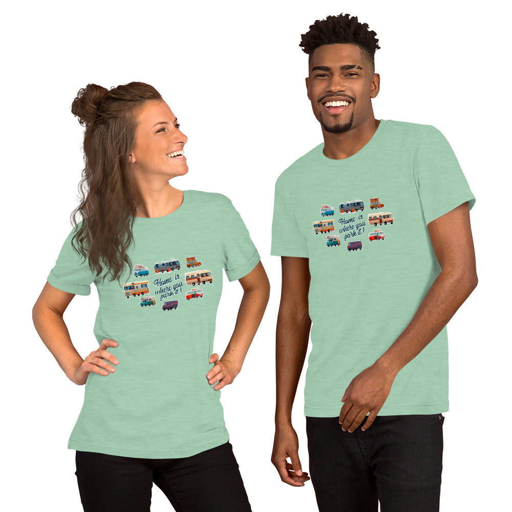 T-shirt en coton unisexe Square Vintage Campers sur couleurs chinées claires