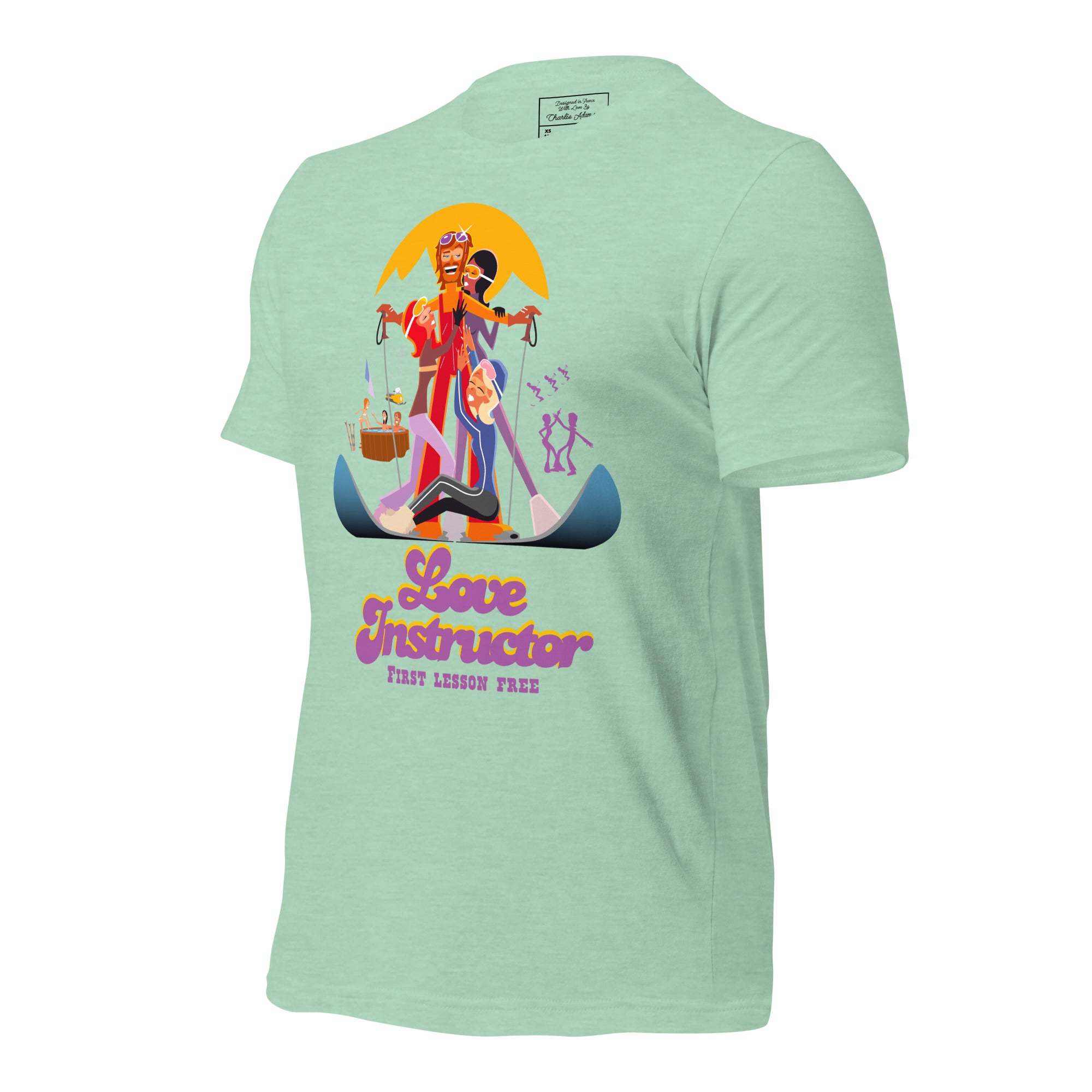 T-shirt en coton unisexe Love instructor First lesson free sur couleurs chinées claires