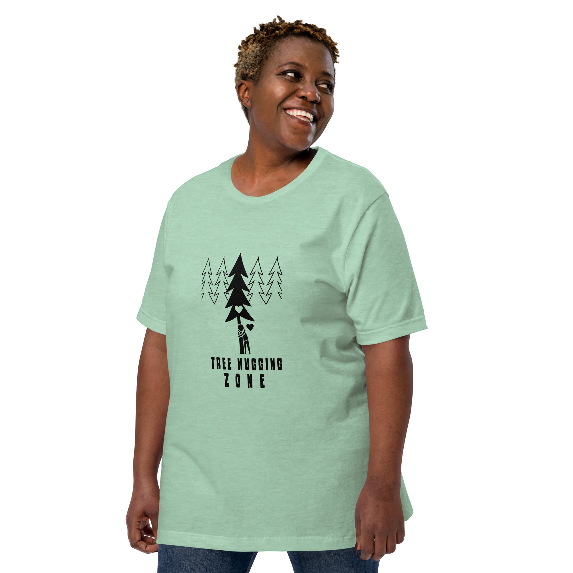 Unisex t-shirt Tree hugging zone on light heather colors