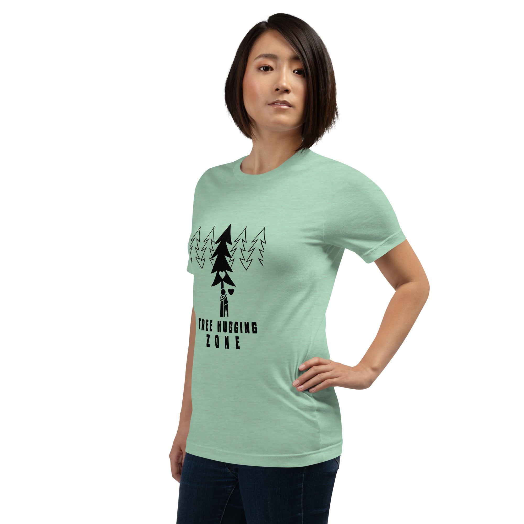 Unisex t-shirt Tree hugging zone on light heather colors
