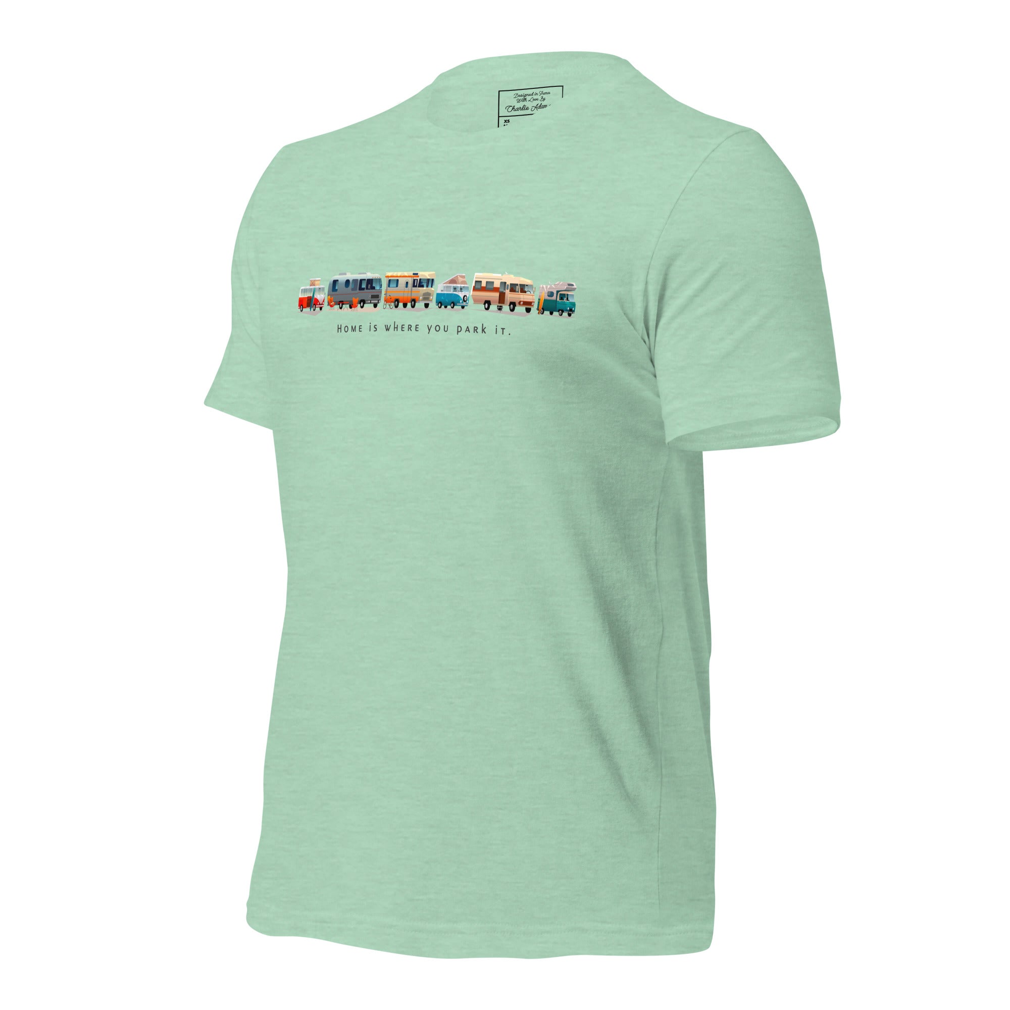 T-shirt en coton unisexe Vintage Campers sur couleurs chinées claires
