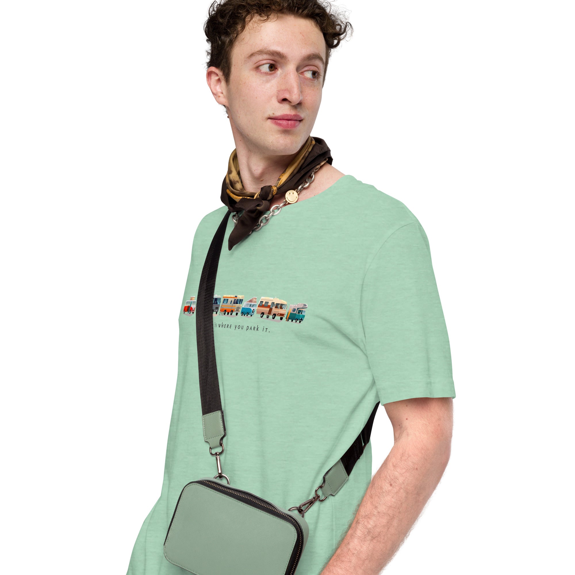 T-shirt en coton unisexe Vintage Campers sur couleurs chinées claires