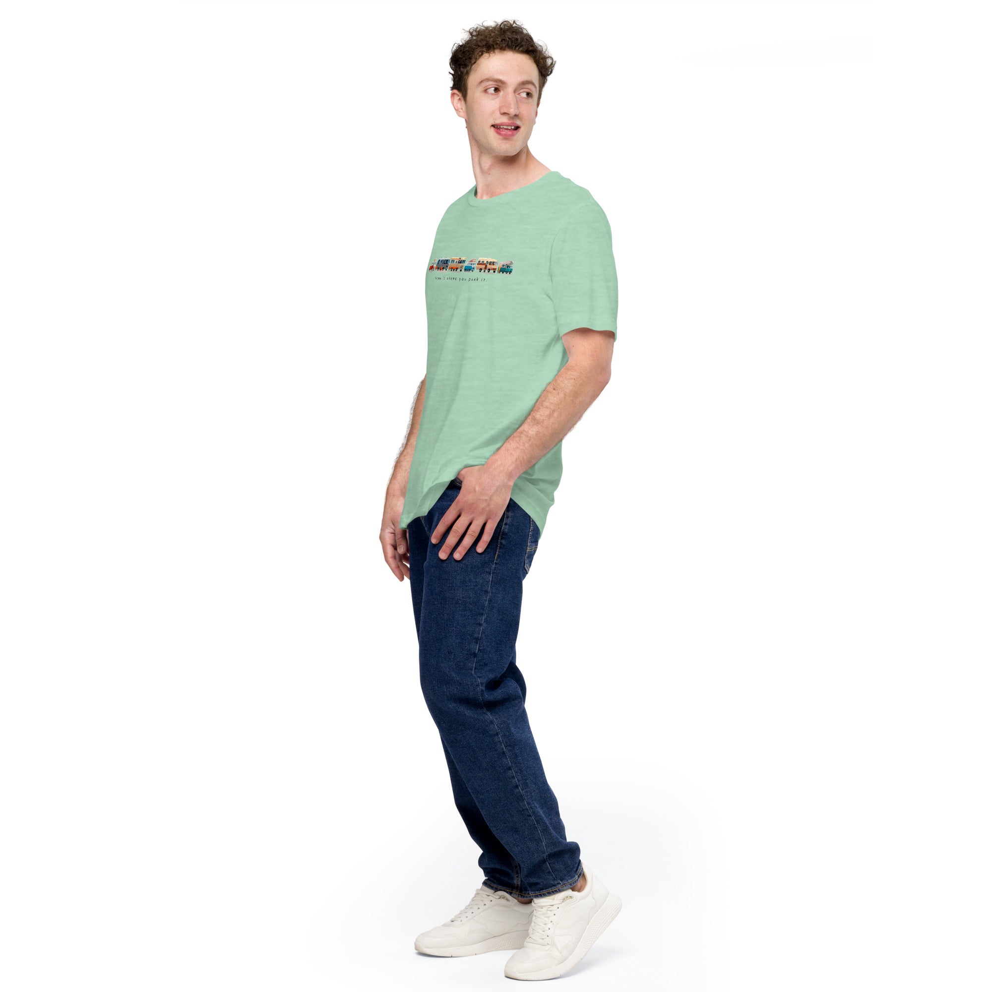 T-shirt en coton unisexe Vintage Campers sur couleurs chinées claires
