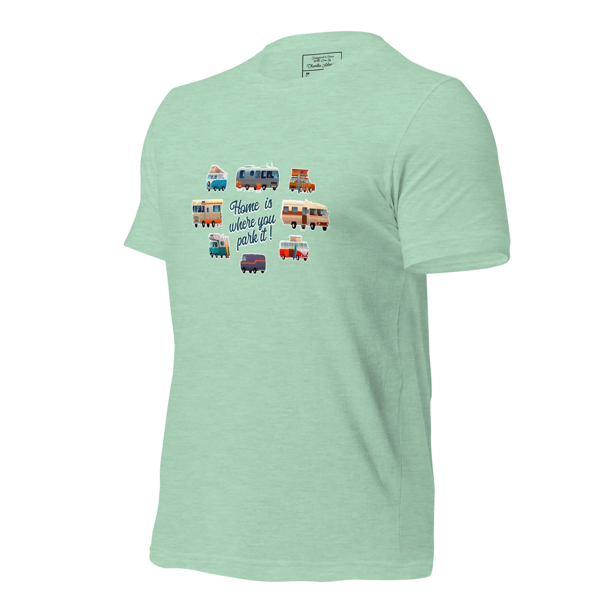 T-shirt en coton unisexe Square Vintage Campers sur couleurs chinées claires